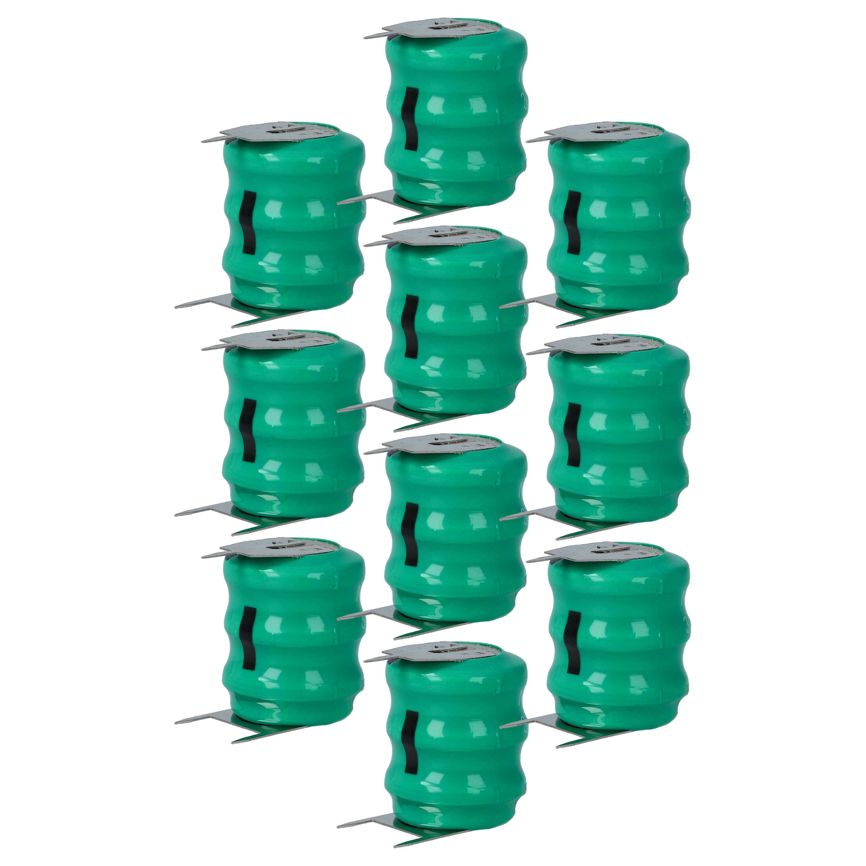 10x Button Cell Battery Type 3/V80H 3 Pins for Model Building Solar Lamps etc. - 80 mAh 3.6 V NiMH