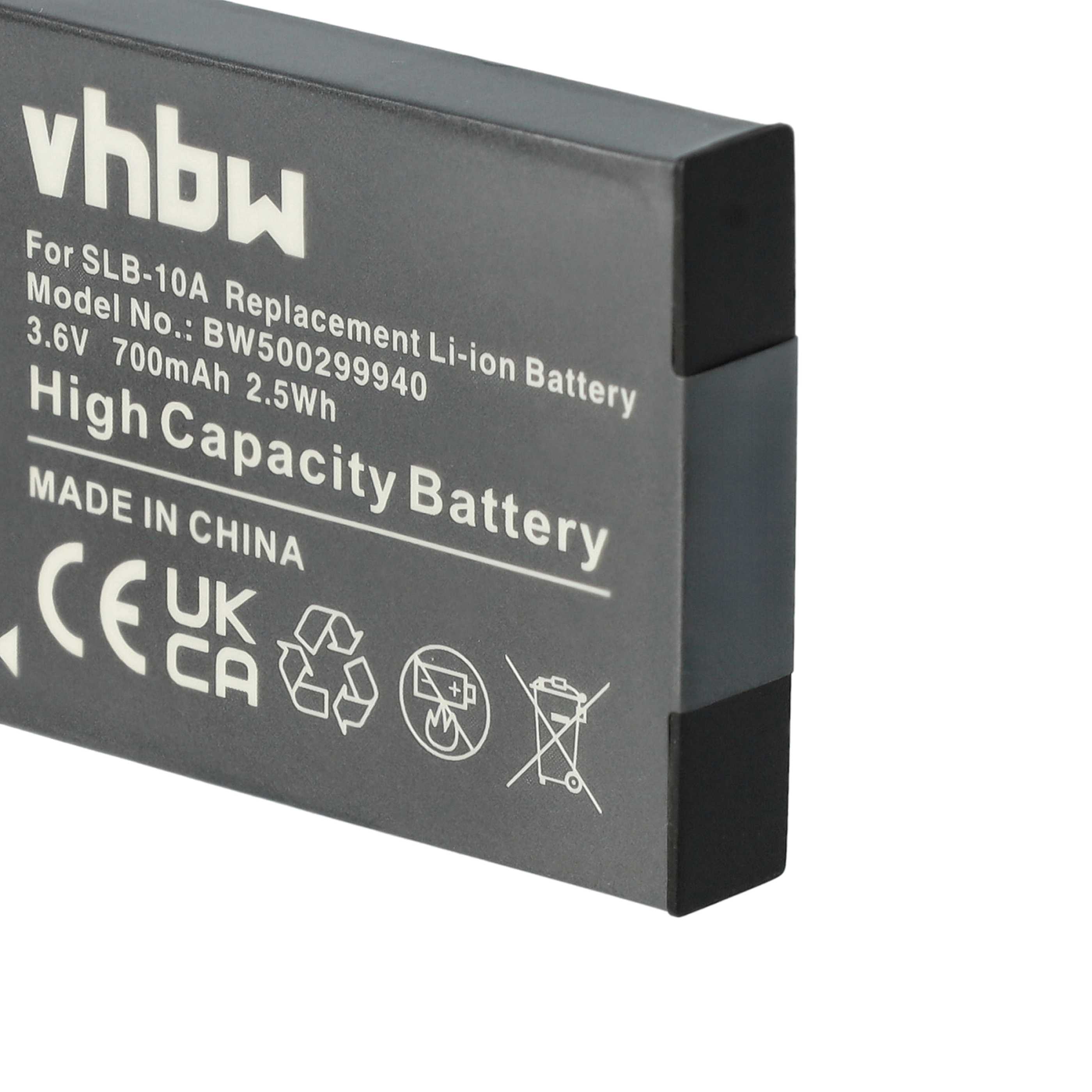 3x Battery replaces Samsung BP-10A, BP10A, SLB-10A - 700mAh, 3.6V, Li-Ion