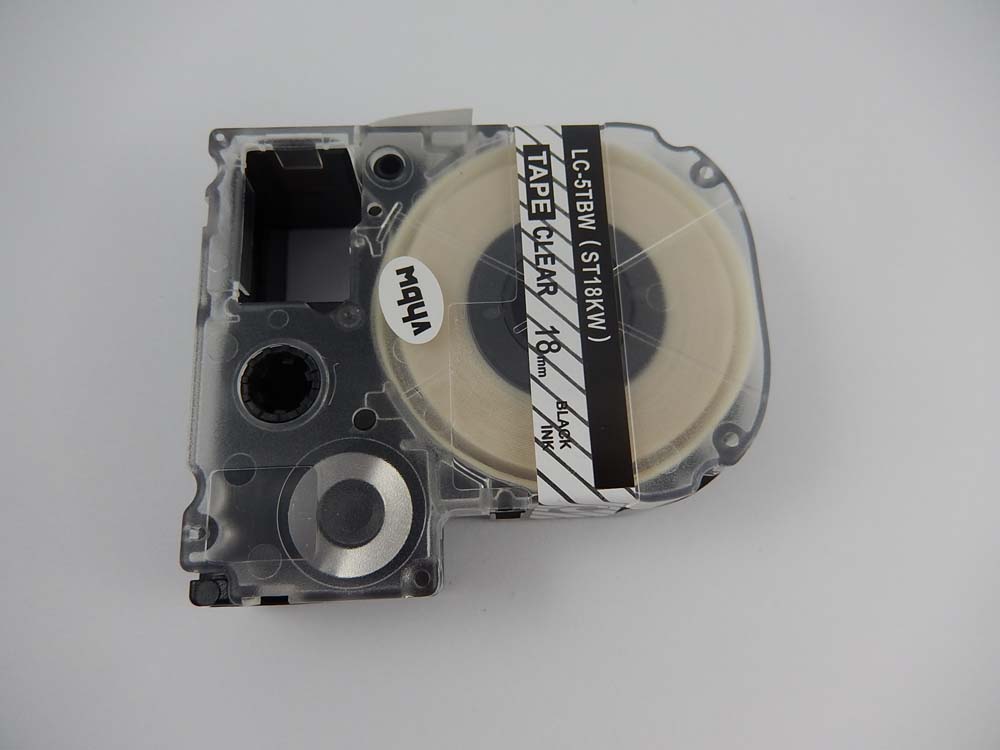 Label Tape as Replacement for Epson LC-5TBW - 18 mm Black to Transparent