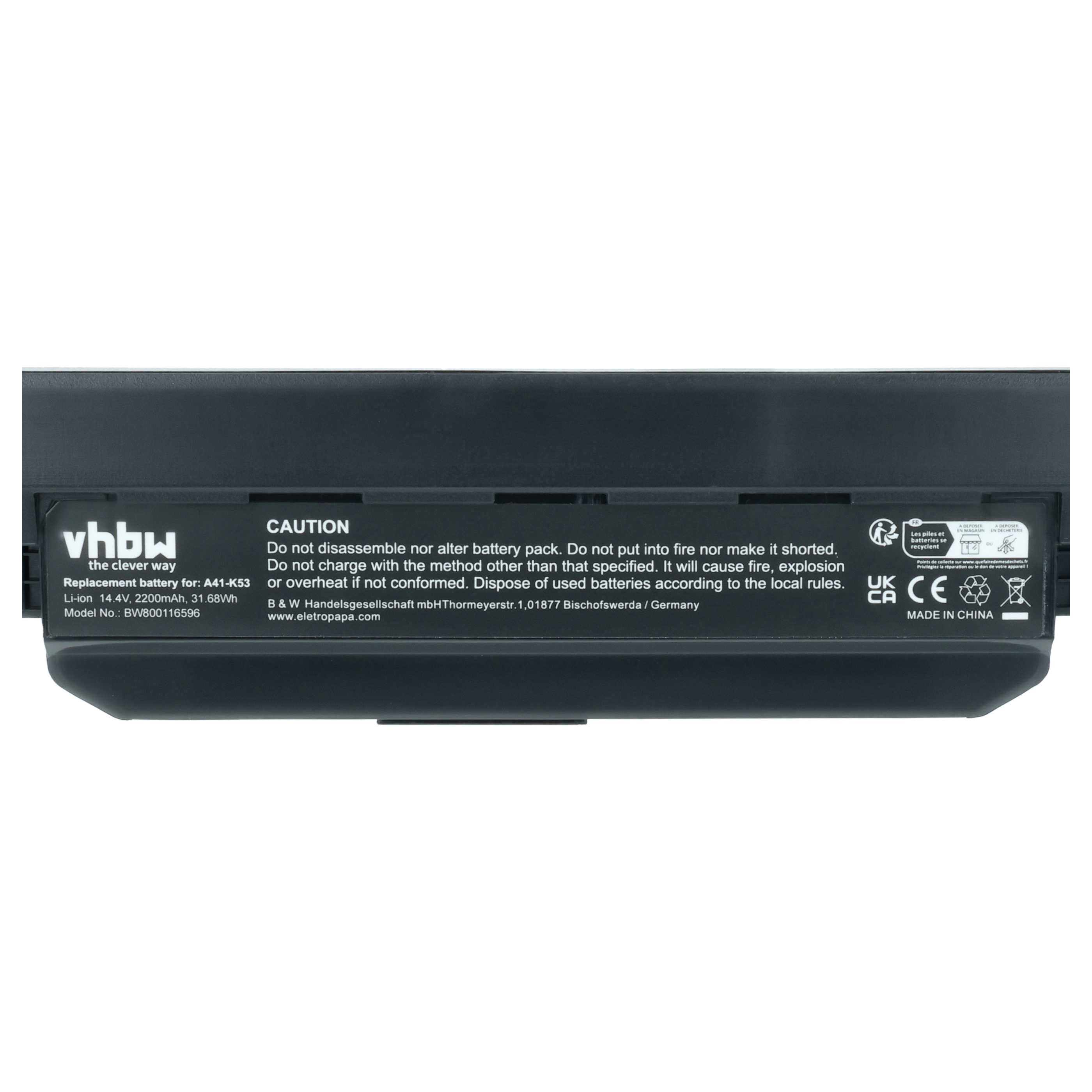 Akumulator do laptopa zamiennik Asus 07G016H31875M, A31-K53, 0B20-00X50AS - 2200 mAh 14,4 V Li-Ion, czarny