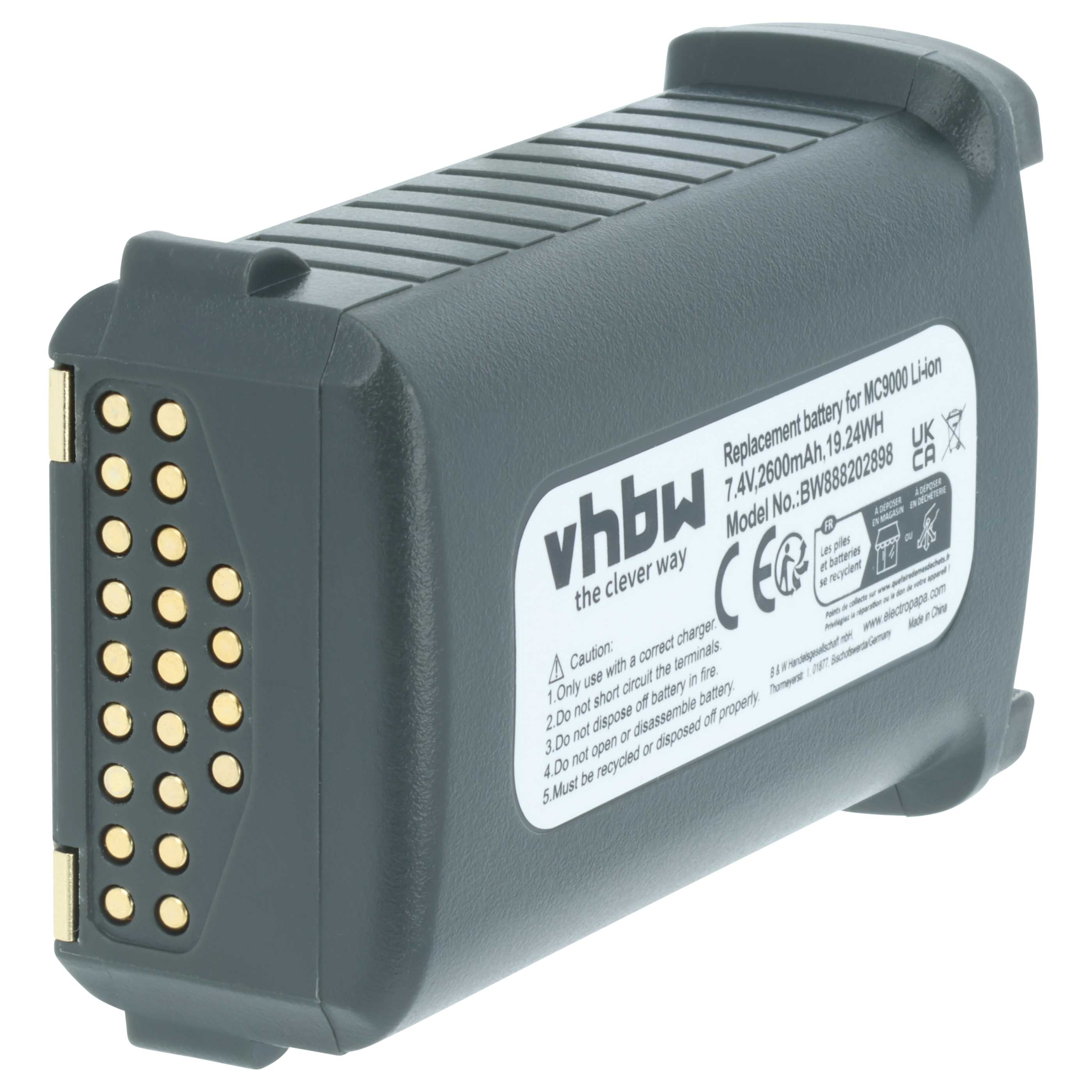 Batteria per computer portatile scanner sostituisce Symbol 21-65587-01, 21-61261-01 - 2600mAh 7,4V Li-Ion