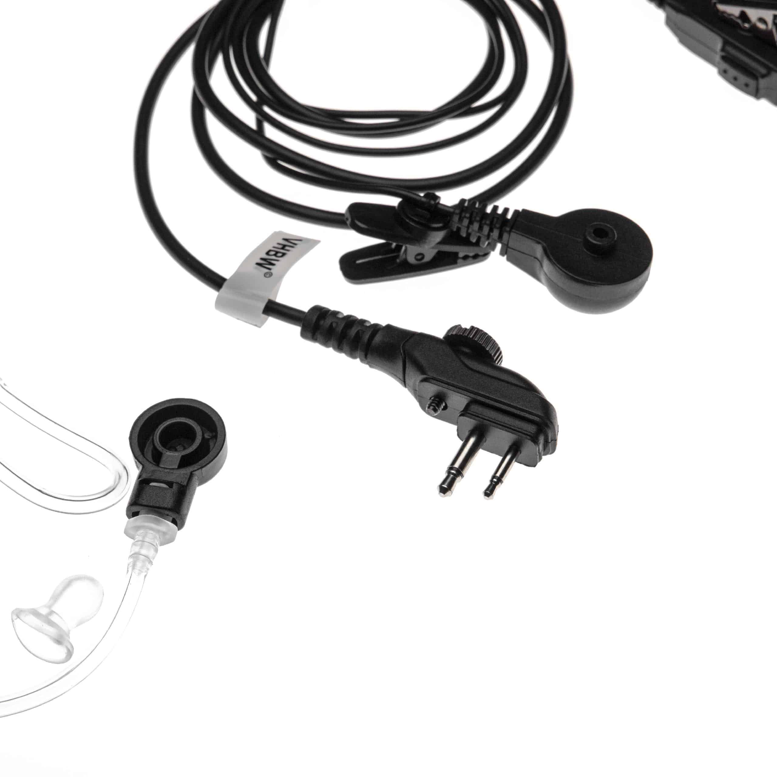 Security Radio Headset suitable for HYT/Hytera PD500 - with PTT Microphone + Clip Mount + phonowire