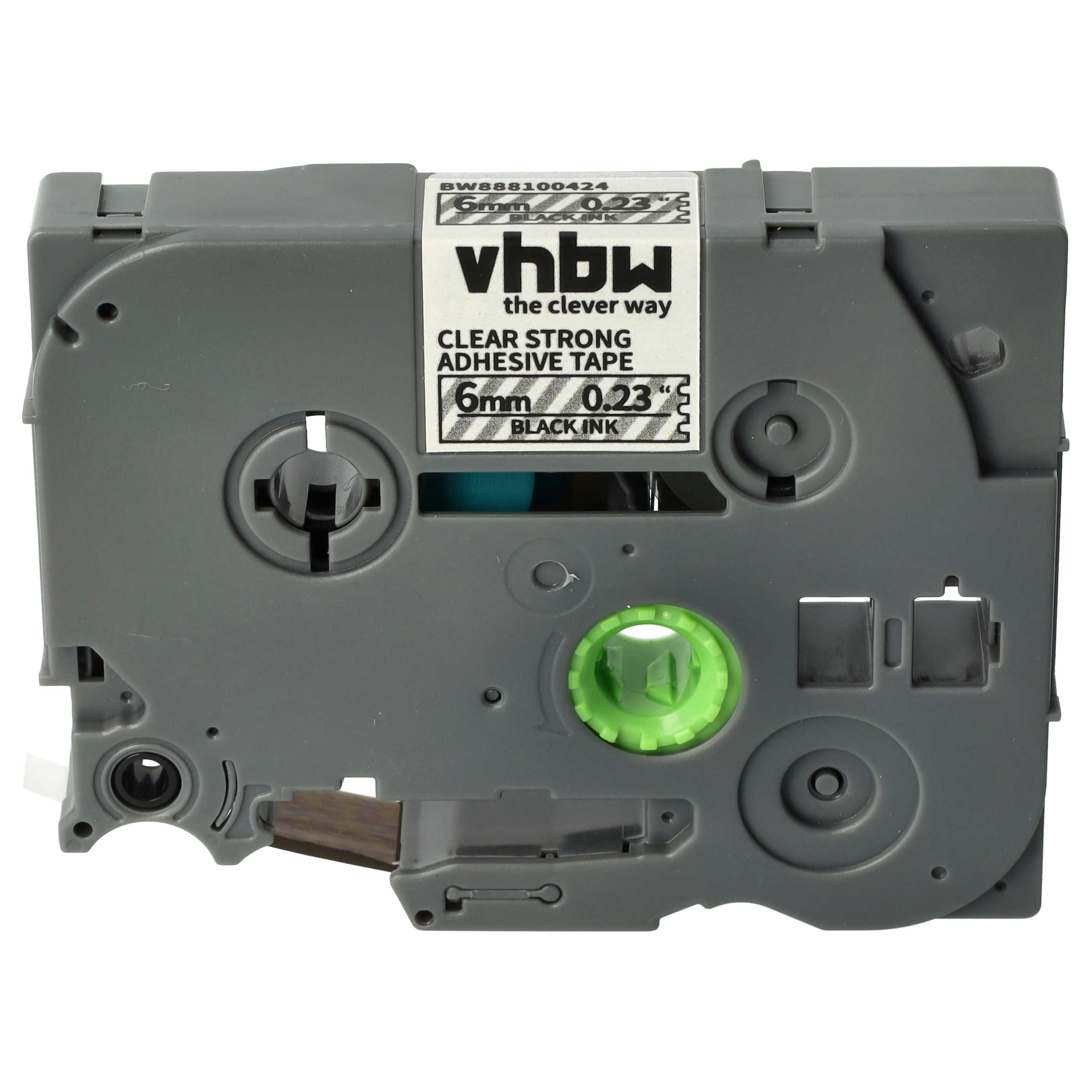 Label Tape as Replacement for Brother TZE-S111 - 6 mm Black to Transparent