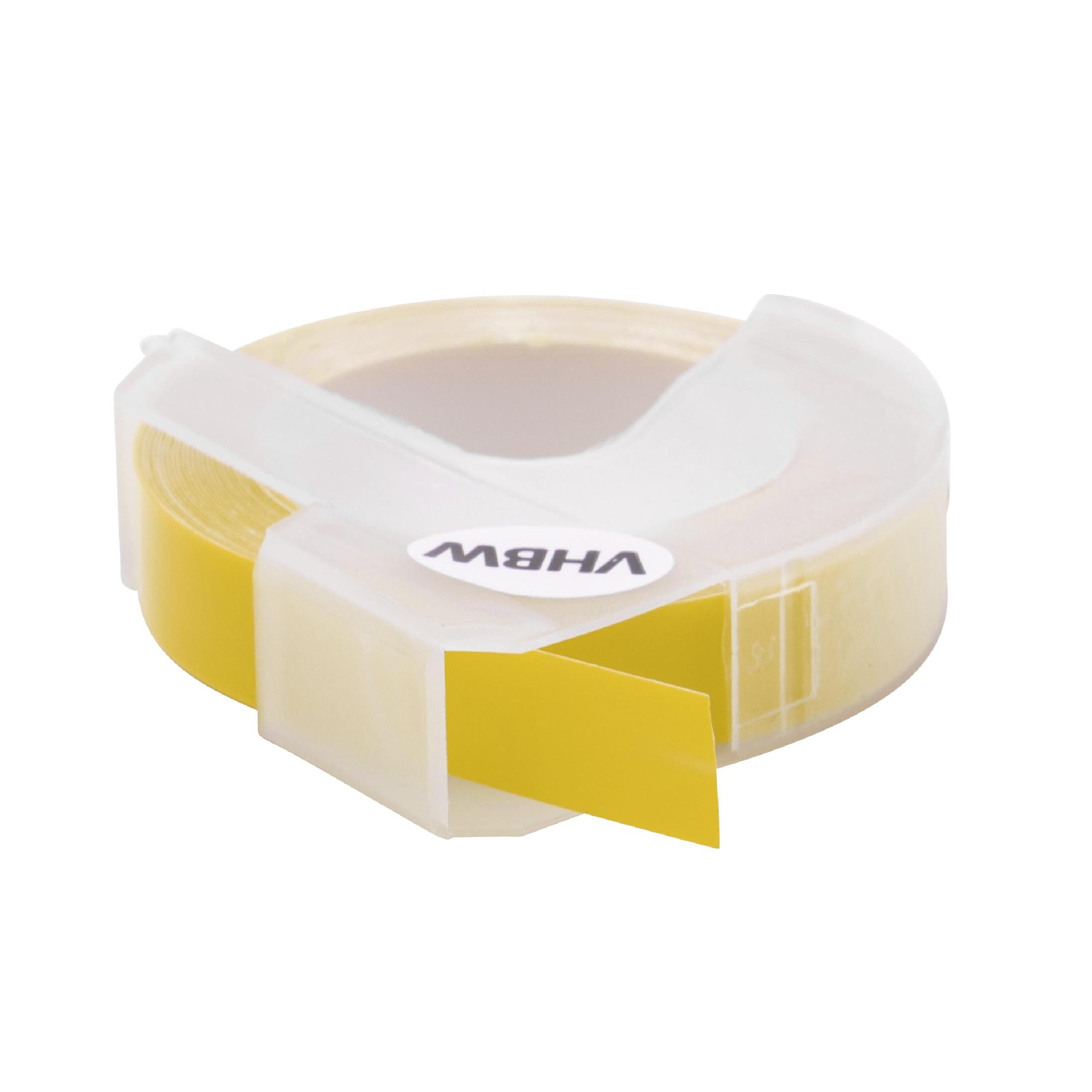 Cassette à ruban, gaufrage relief remplace Dymo S0898160, 520108 - 9mm lettrage Blanc ruban Jaune
