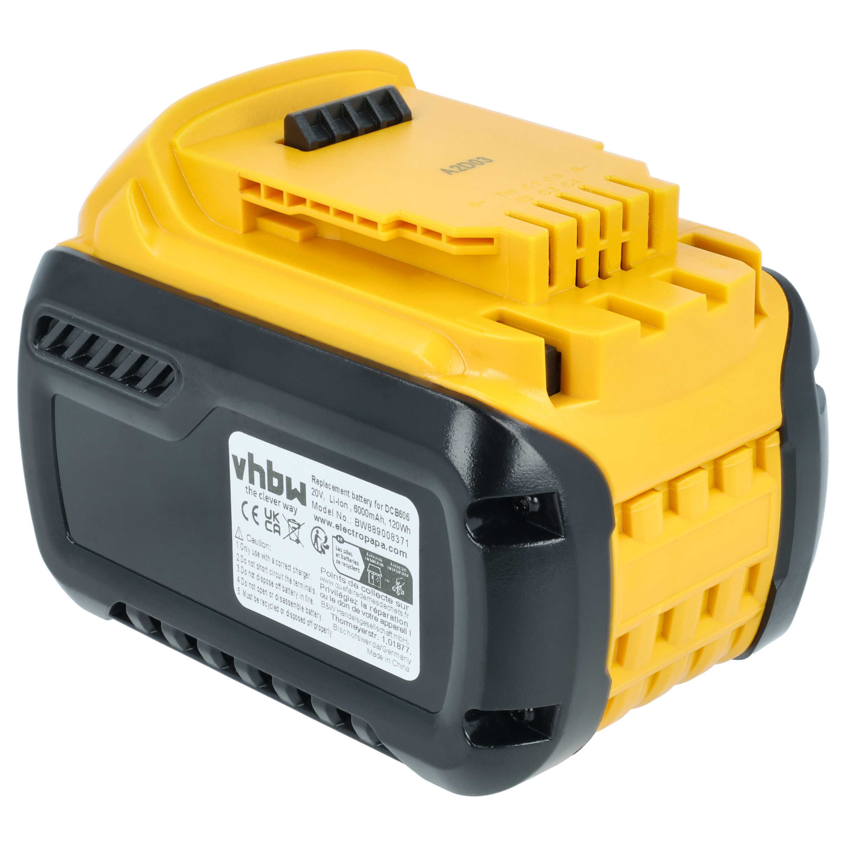 Akku 20V als Ersatz für Dewalt DCB606 - 6000mAh, Li-Ion