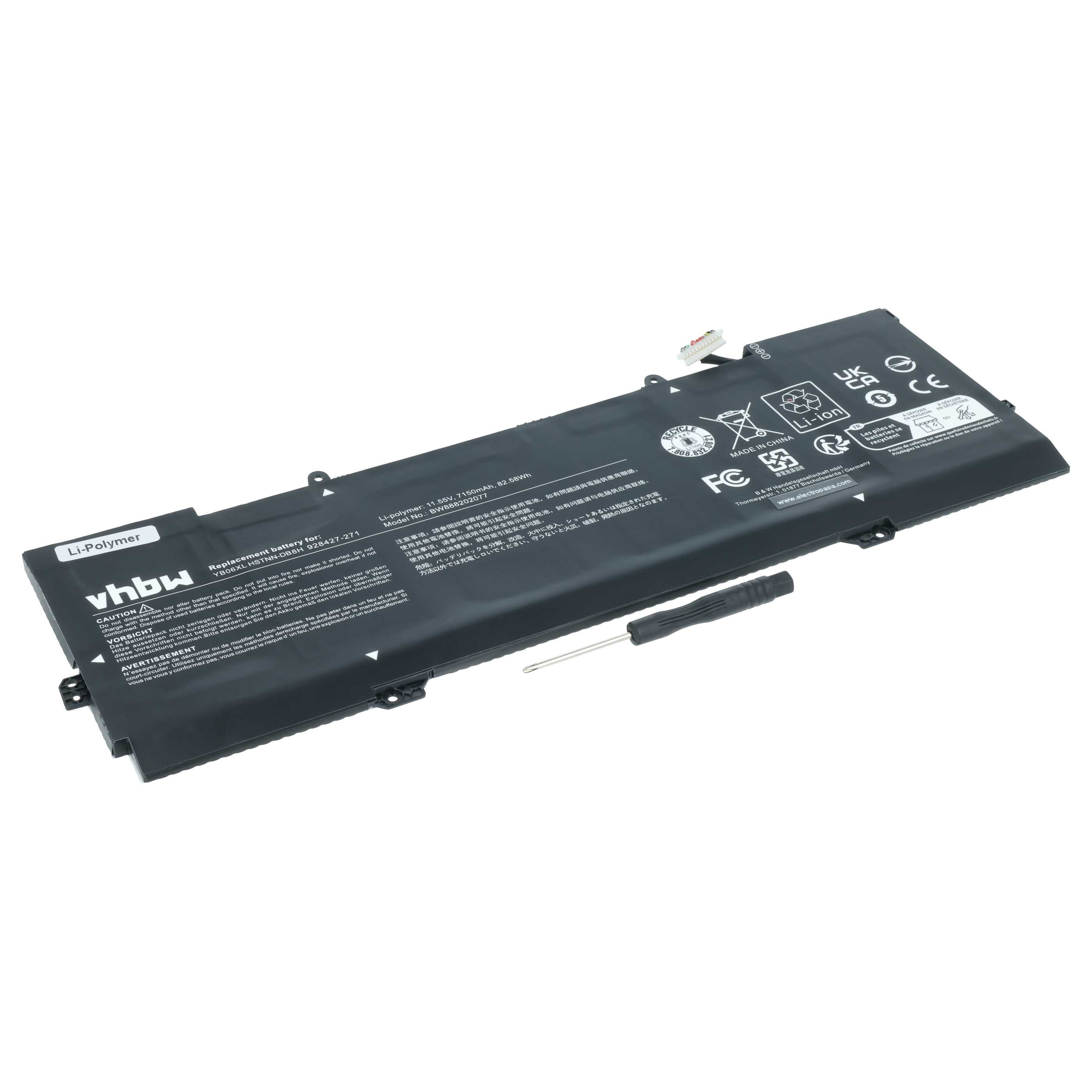 Akumulator do laptopa zamiennik HP 928427-271, 928427-272, 928372-856 - 7150 mAh 11,55 V LiPo, czarny