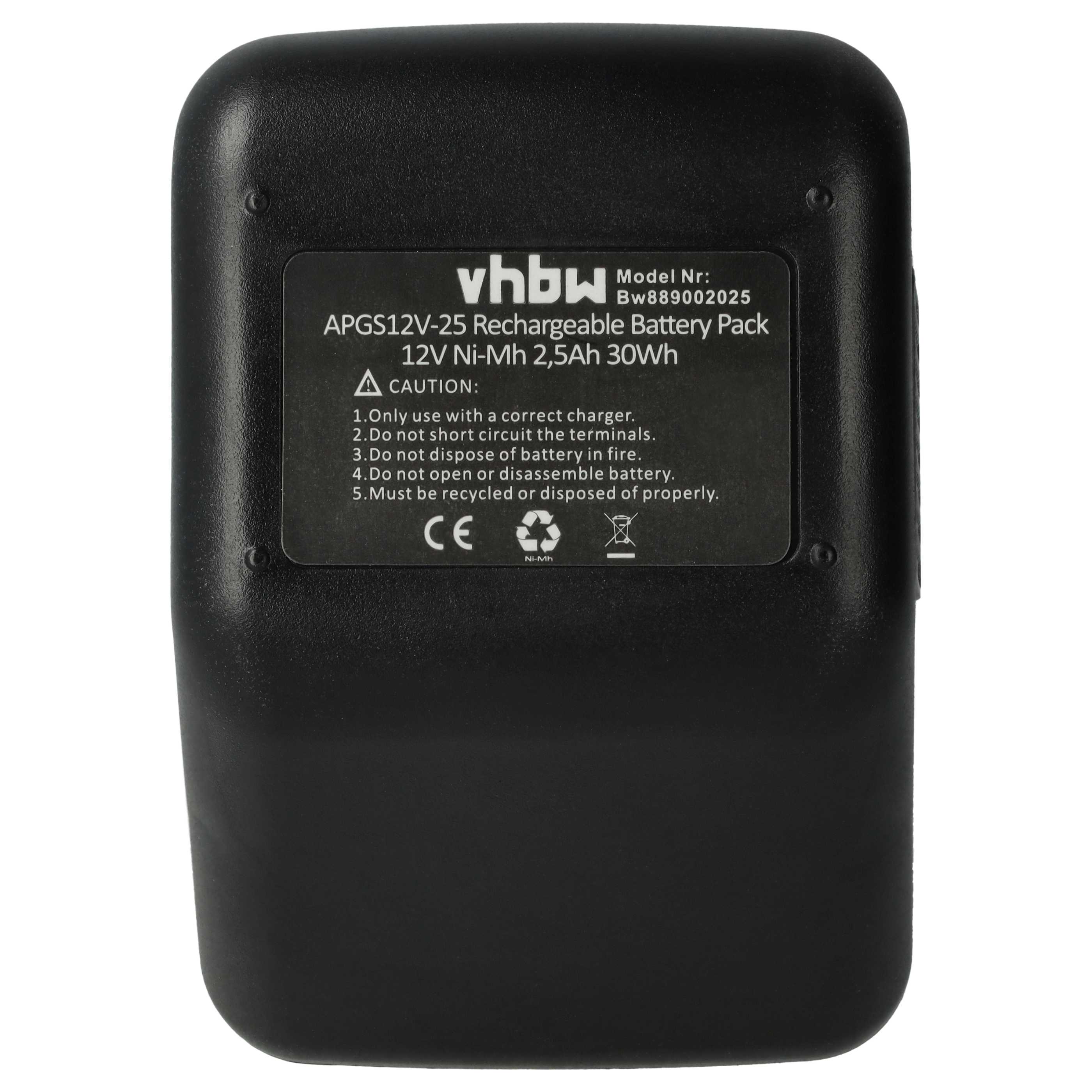 2x Battery replaces Gesipa CPT12/2 EHD Blind Rivet Gun - 2500 mAh, 12 V, NiMH