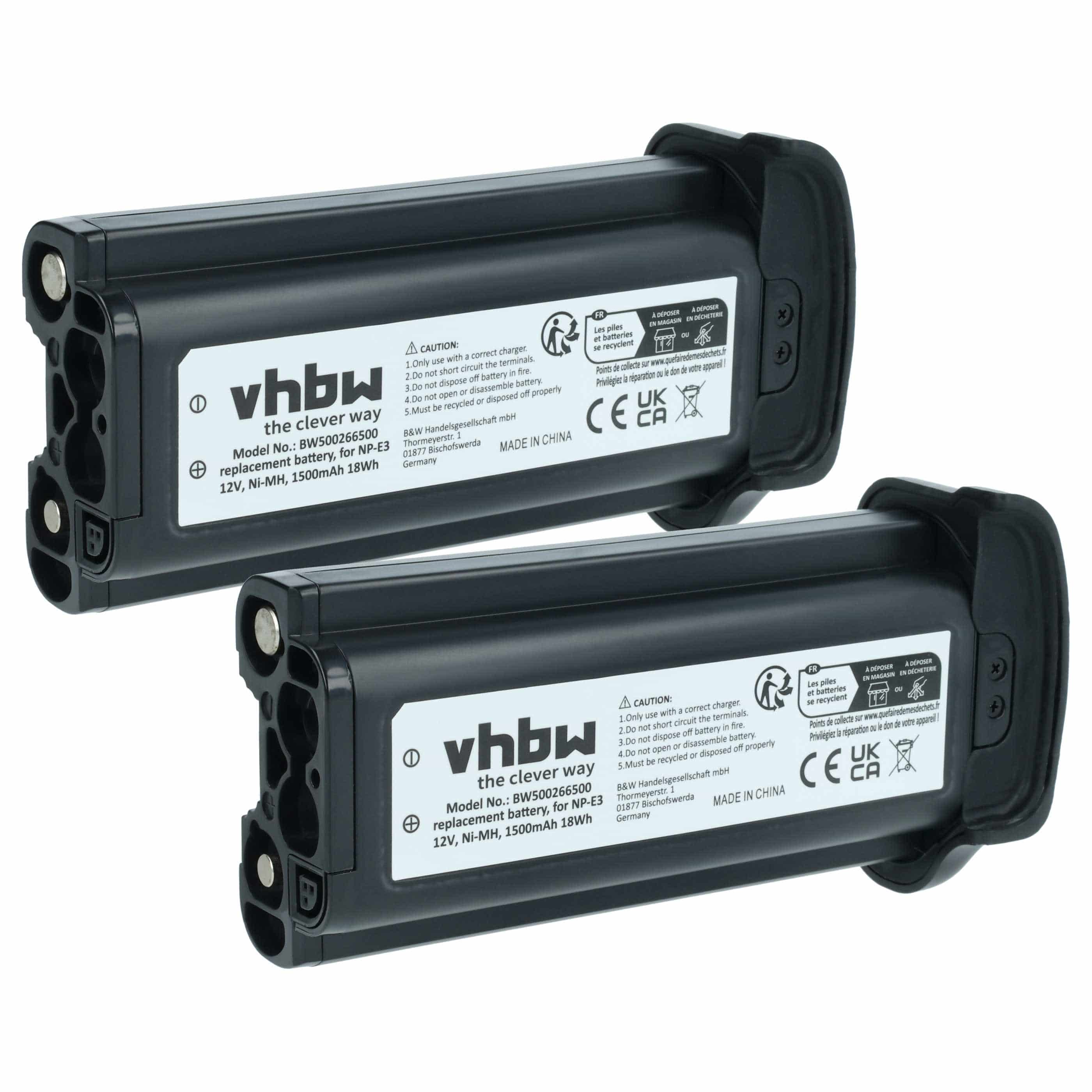 2x Battery replaces Canon NP-E3 - 1500mAh, 12V, NiMH
