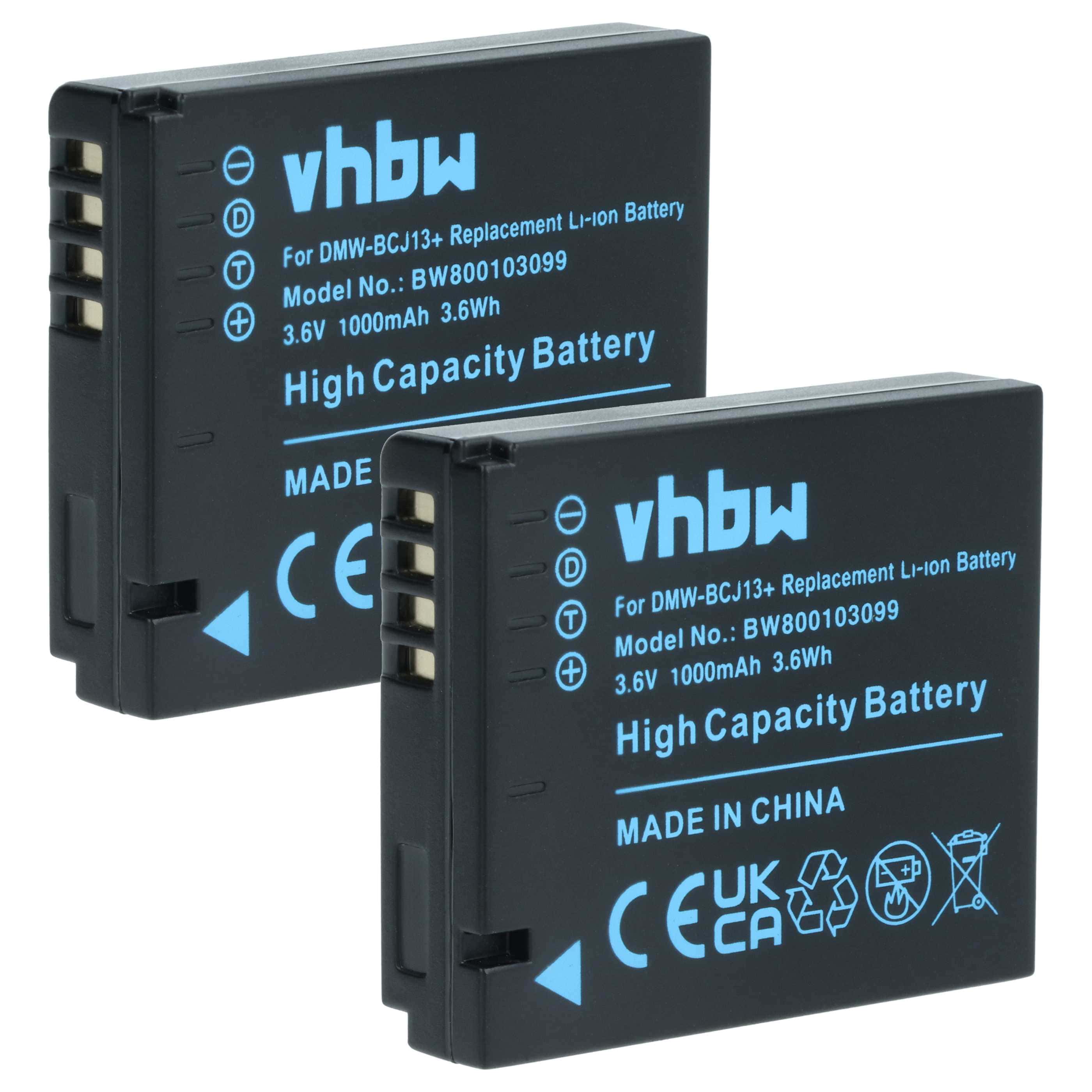 2x Battery replaces Leica BP-DC10E, BP-DC10 - 1000mAh, 3.6V, Li-Ion with Info Chip
