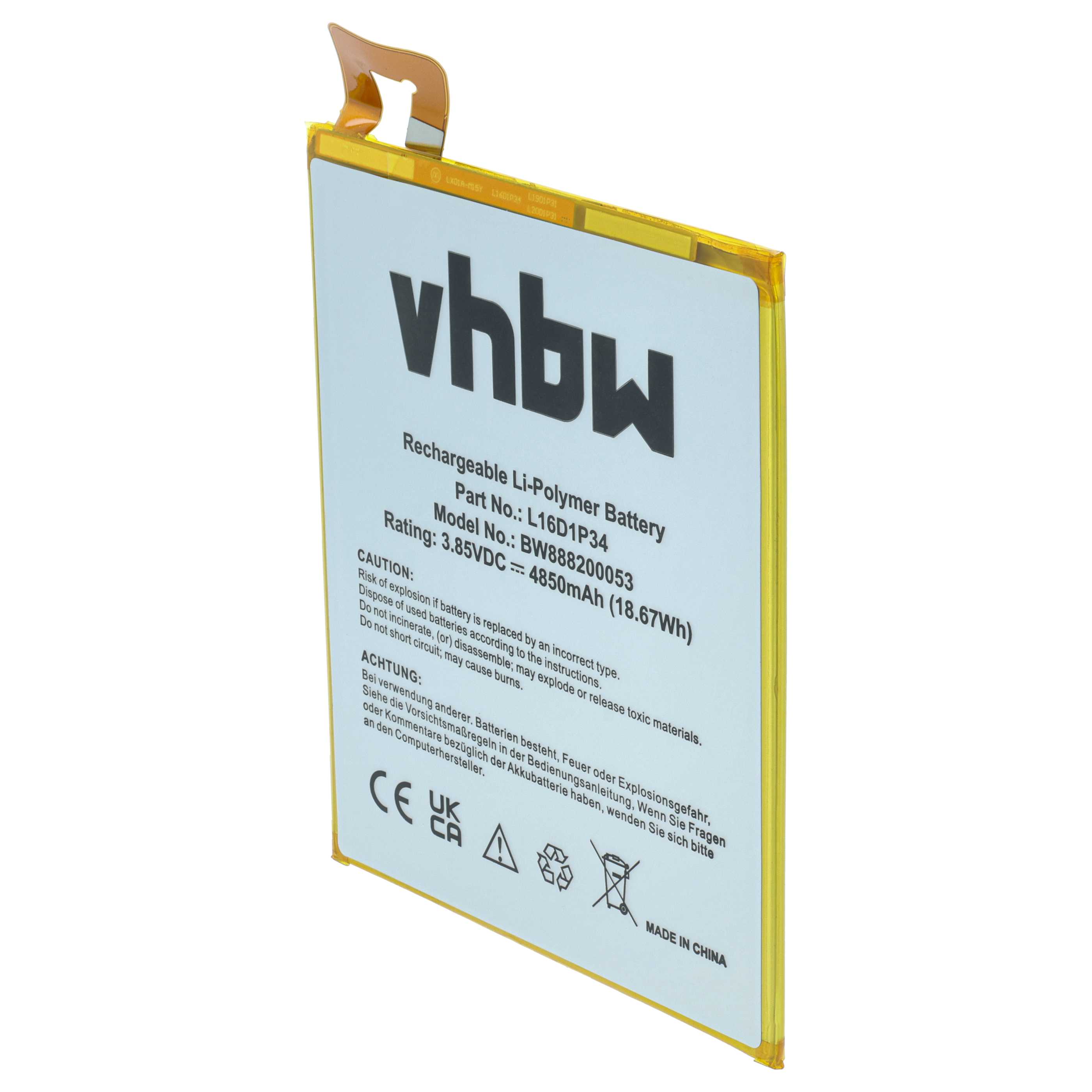 Tablet-Akku als Ersatz für Lenovo L16D1P34 - 4850mAh 3,85V Li-Polymer