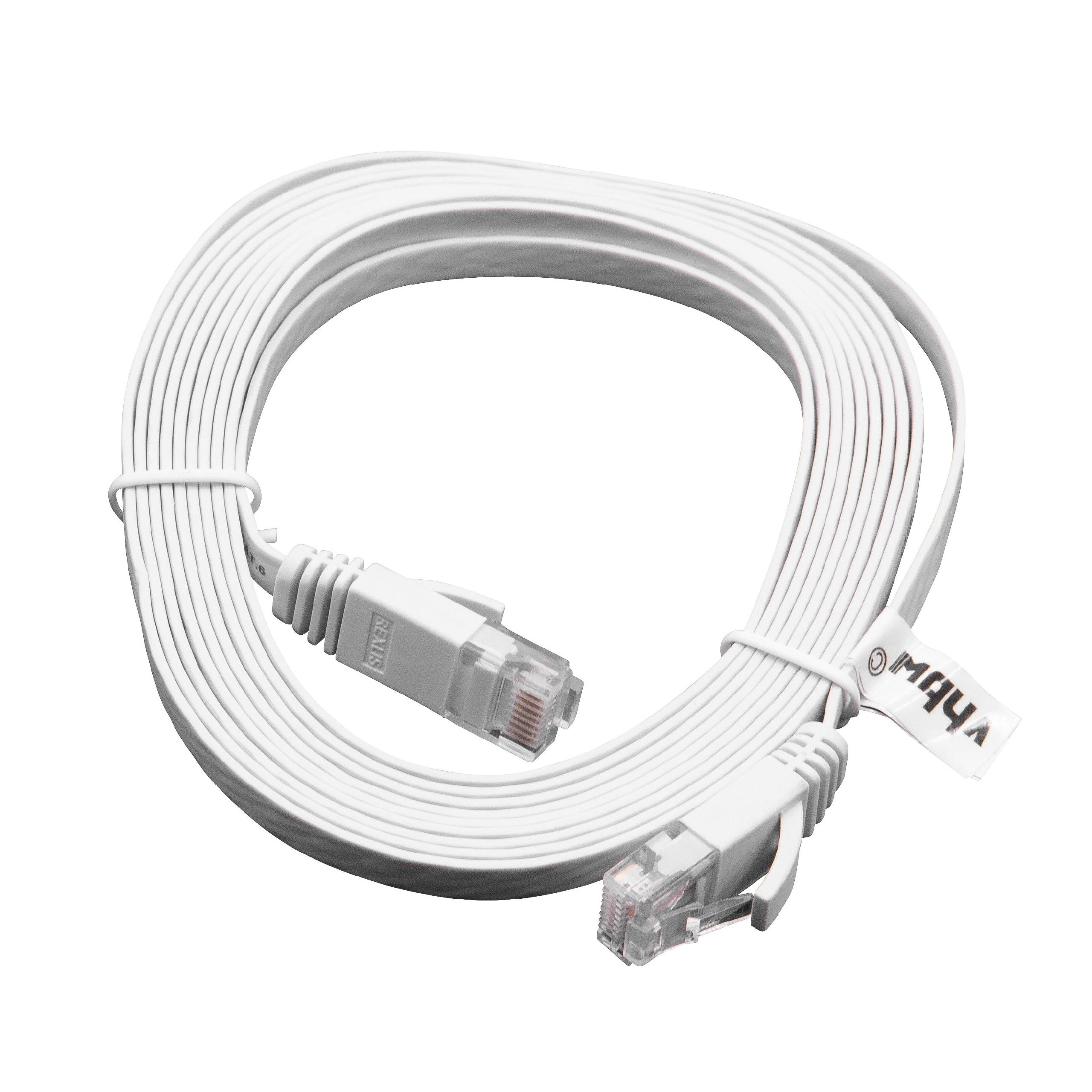 Ethernet LAN Patch Gigabit Network Cable CAT.6 3m white flat design, Internet Modem Cable