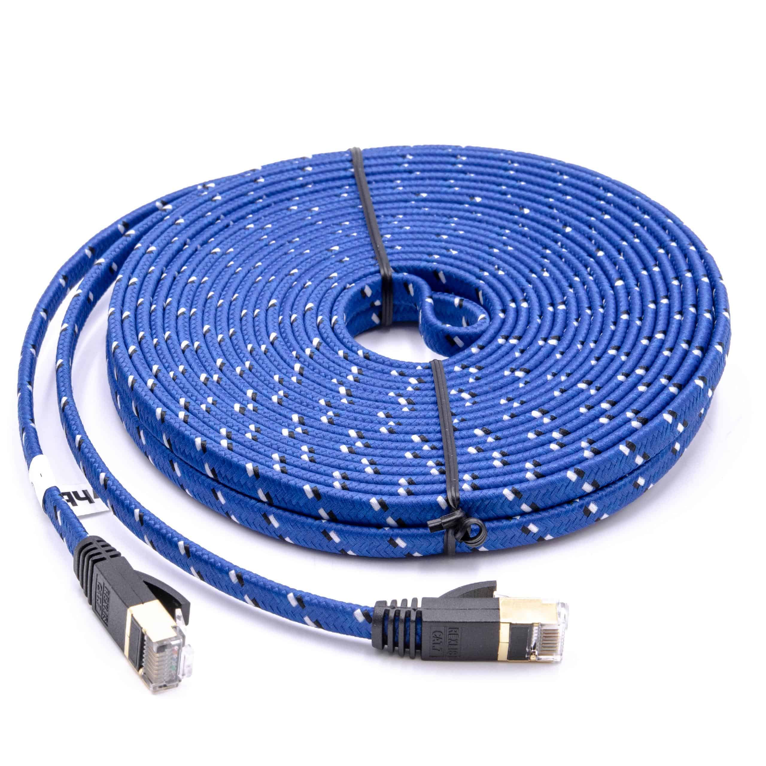 Kabel sieciowy LAN Ethernet Kabel krosowy Cat7 - płaski, 10 m, niebieski