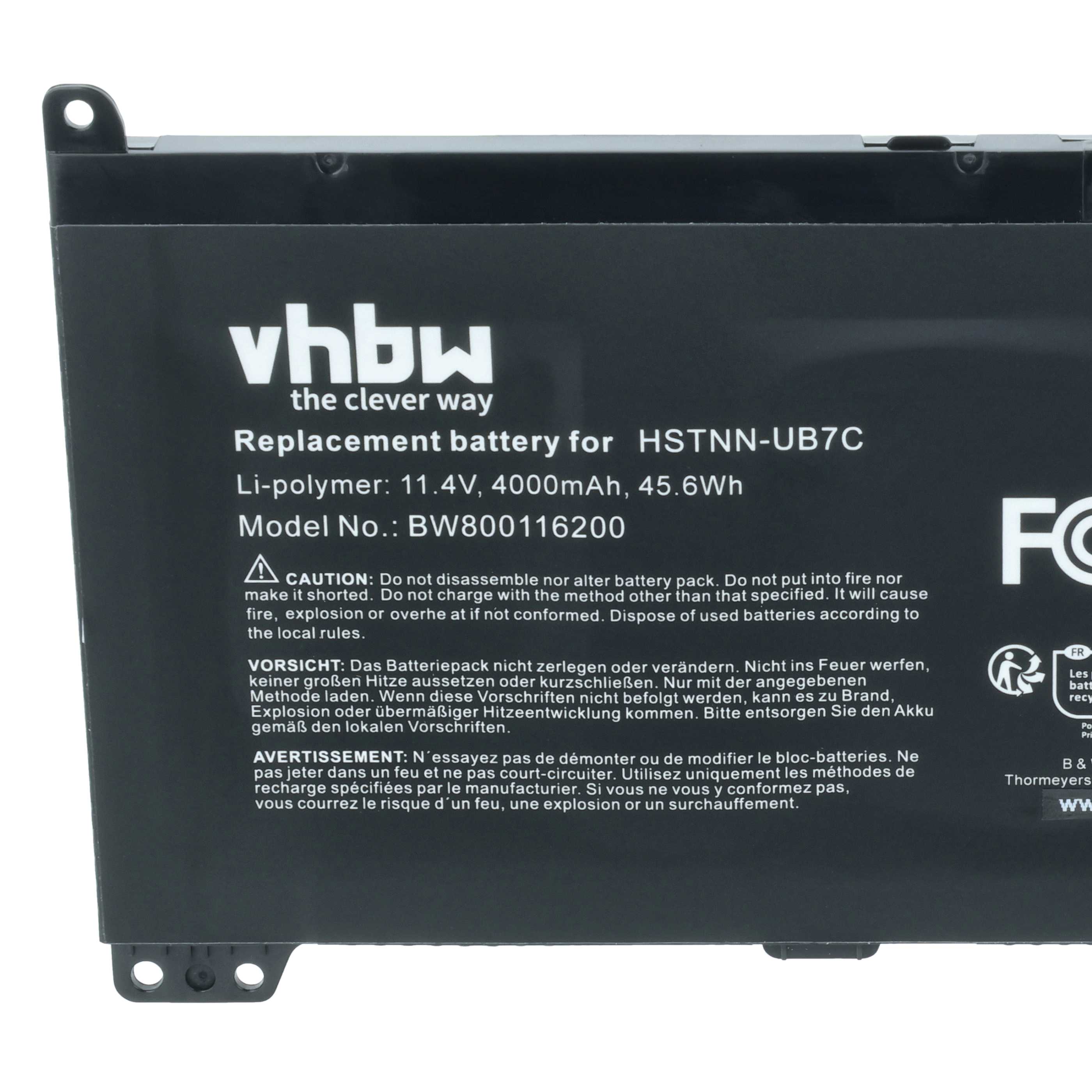 Batteria sostituisce HP 2TT75UT, 2UA28UT, 2TT74UT, 851477-421 per notebook - 4000mAh 11,4V Li-Poly nero