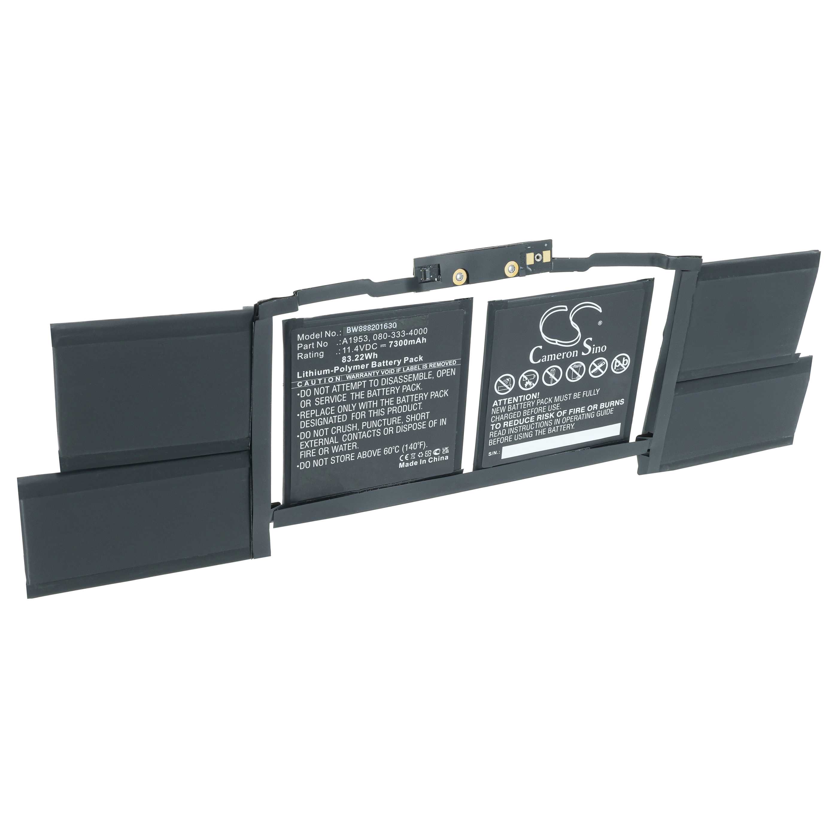 Notebook-Akku als Ersatz für Apple 020-02391, 080-333-4000 für Apple - 7300mAh 11,4V Li-Polymer, schwarz