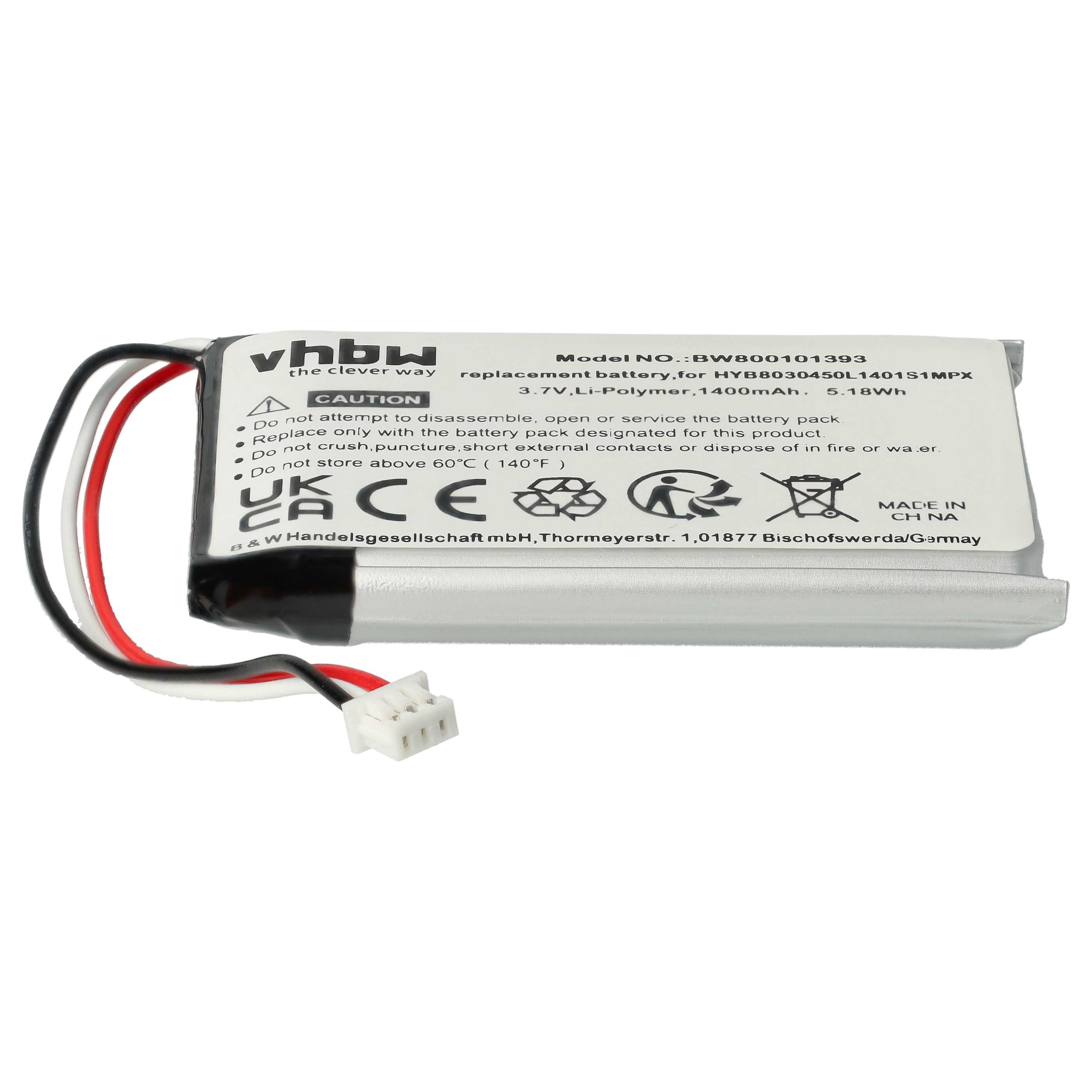 Akumulator do nawigacji GPS zamiennik VDO HYB8030450L1401S1MPX, MA3060 - 1400 mAh 3,7 V Li-Ion
