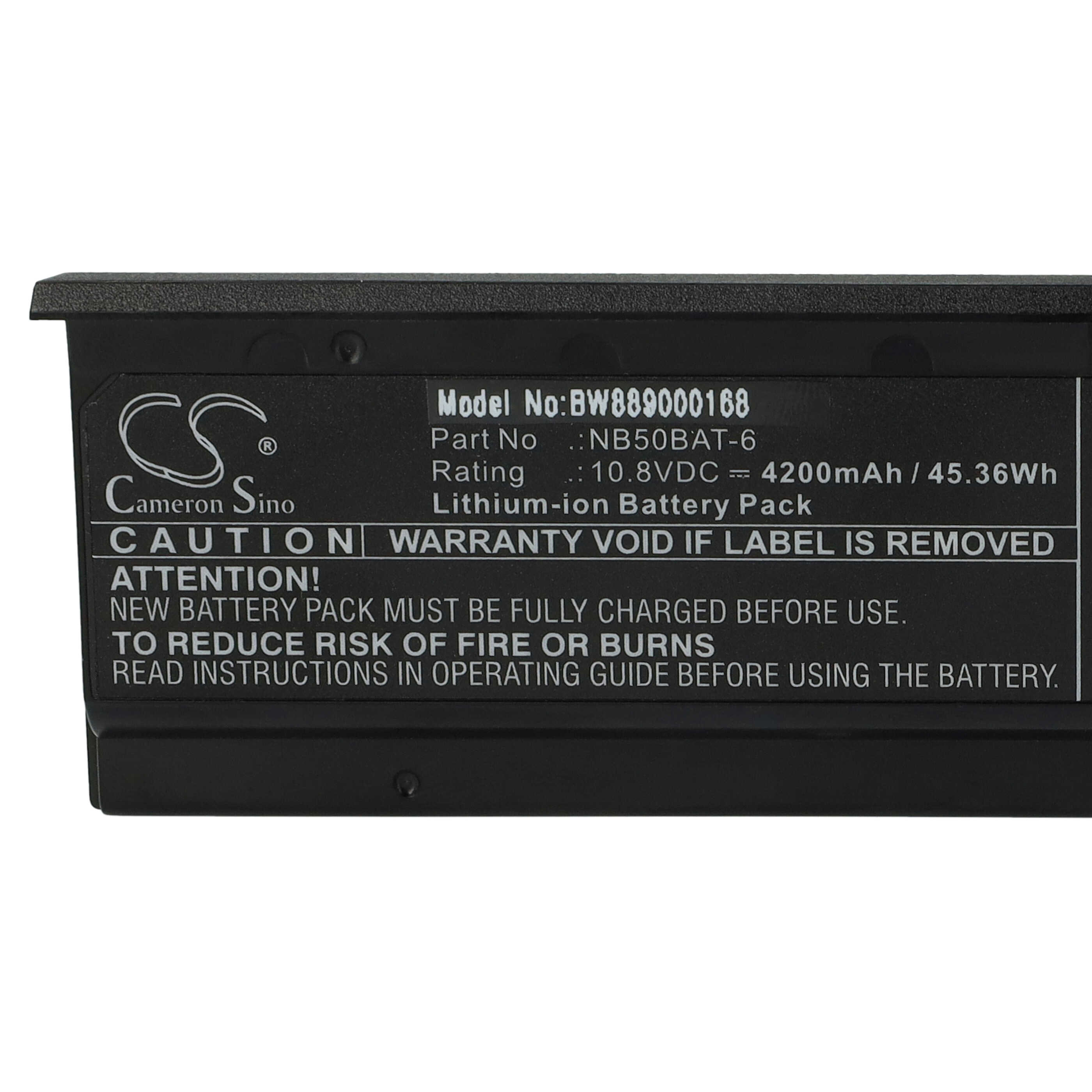 Batería reemplaza Clevo NB50BAT-6 para notebook Shinelon - 4200 mAh 10,8 V Li-Ion