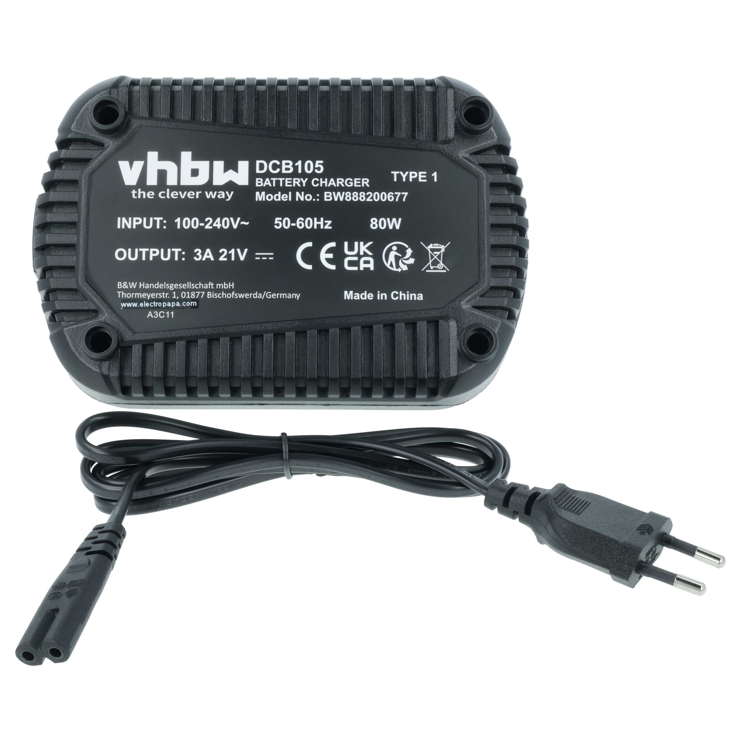 Charger replaces Dewalt DCB102, DCB120, DCB105, DCB112 for Dewalt Power Tool Batteries - Li-Ion, 3.0A