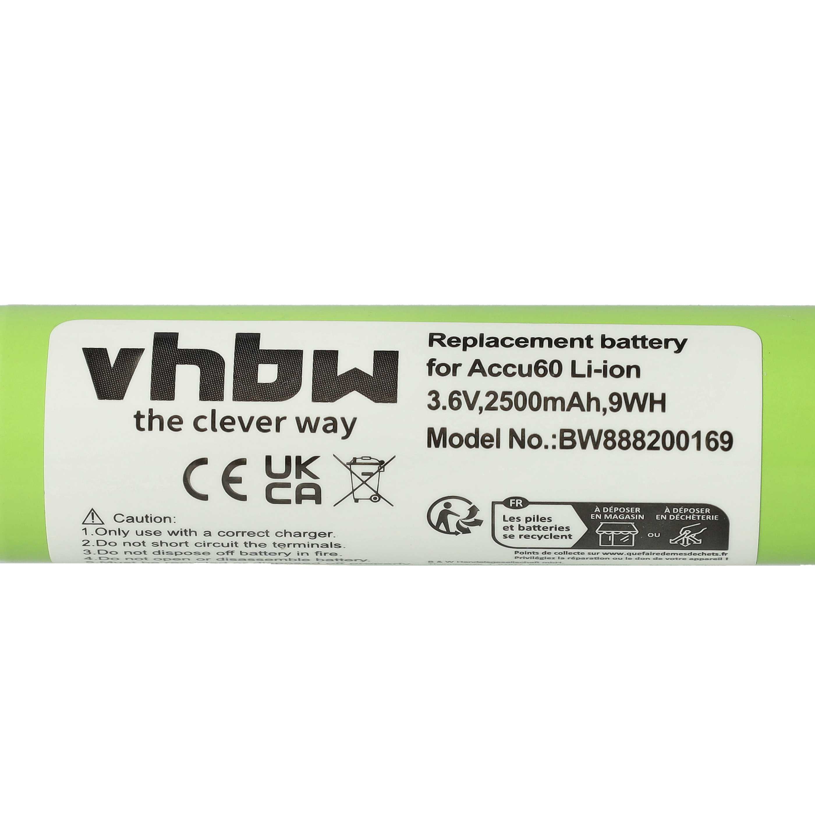Battery replaces Gardena 08829-00.640.00, 08800-000.640.00 Electric Power Tool - 2500 mAh, 3.6 V, Li-Ion