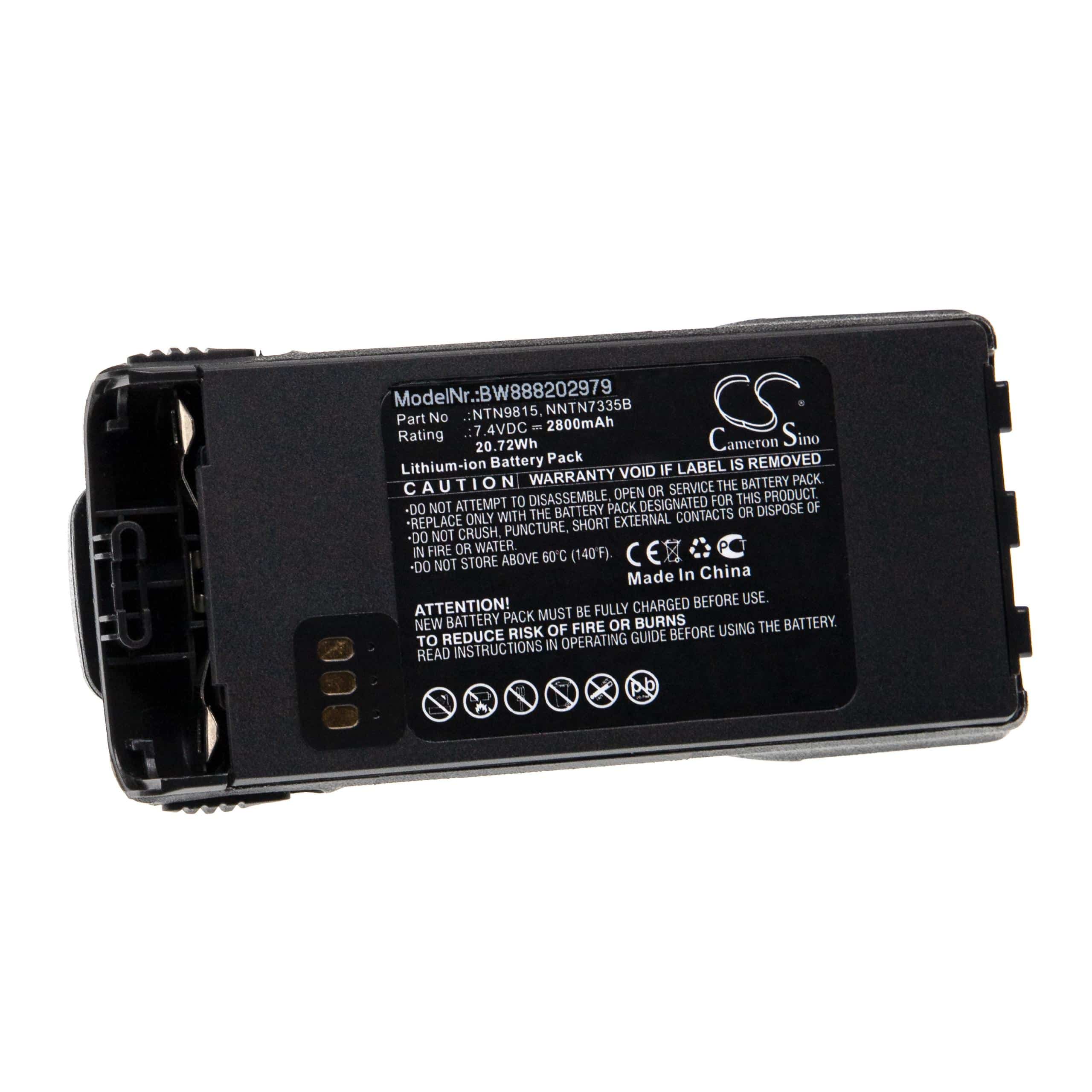 Batería reemplaza Motorola NNTN6263, HNN9815 para radio, walkie-talkie Motorola - 2800 mAh 7,4 V Li-Ion