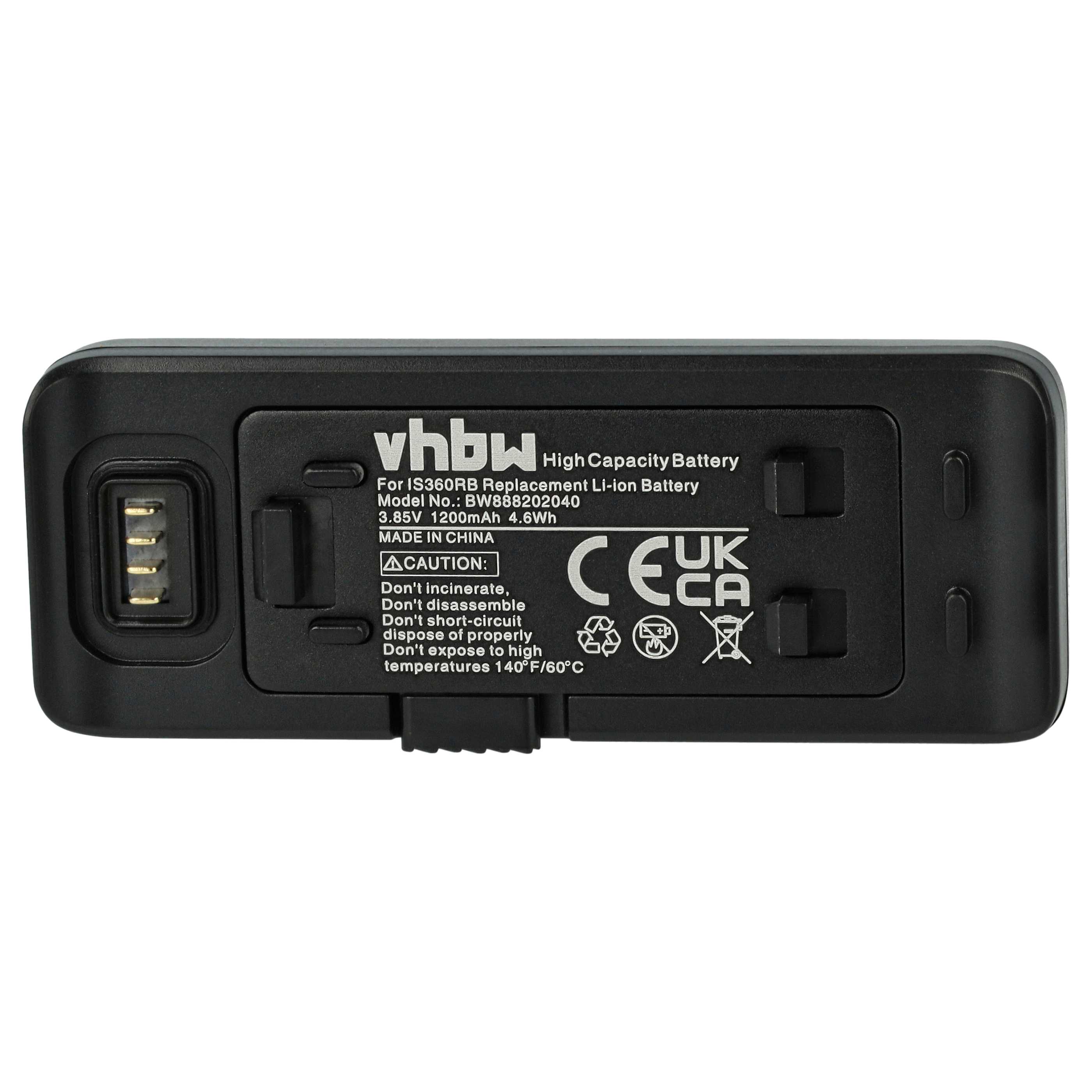 2x Battery replaces Insta360 IS360RB - 1200mAh, 3.85V, Li-Ion