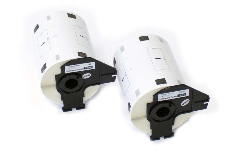 2x Label Roll replaces Brother DK-11240 Labeller - 102 mm x 51 mm + Holder