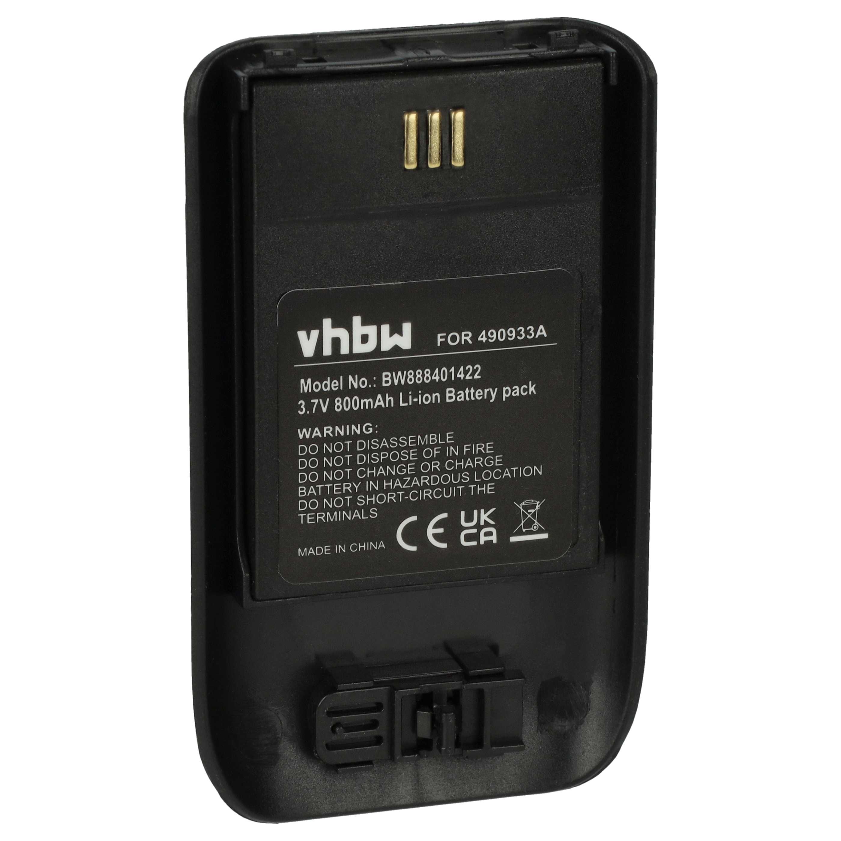 Batterie remplace Ascom 490933A, 660497 pour téléphone Innovaphone - 800mAh 3,7V Li-ion