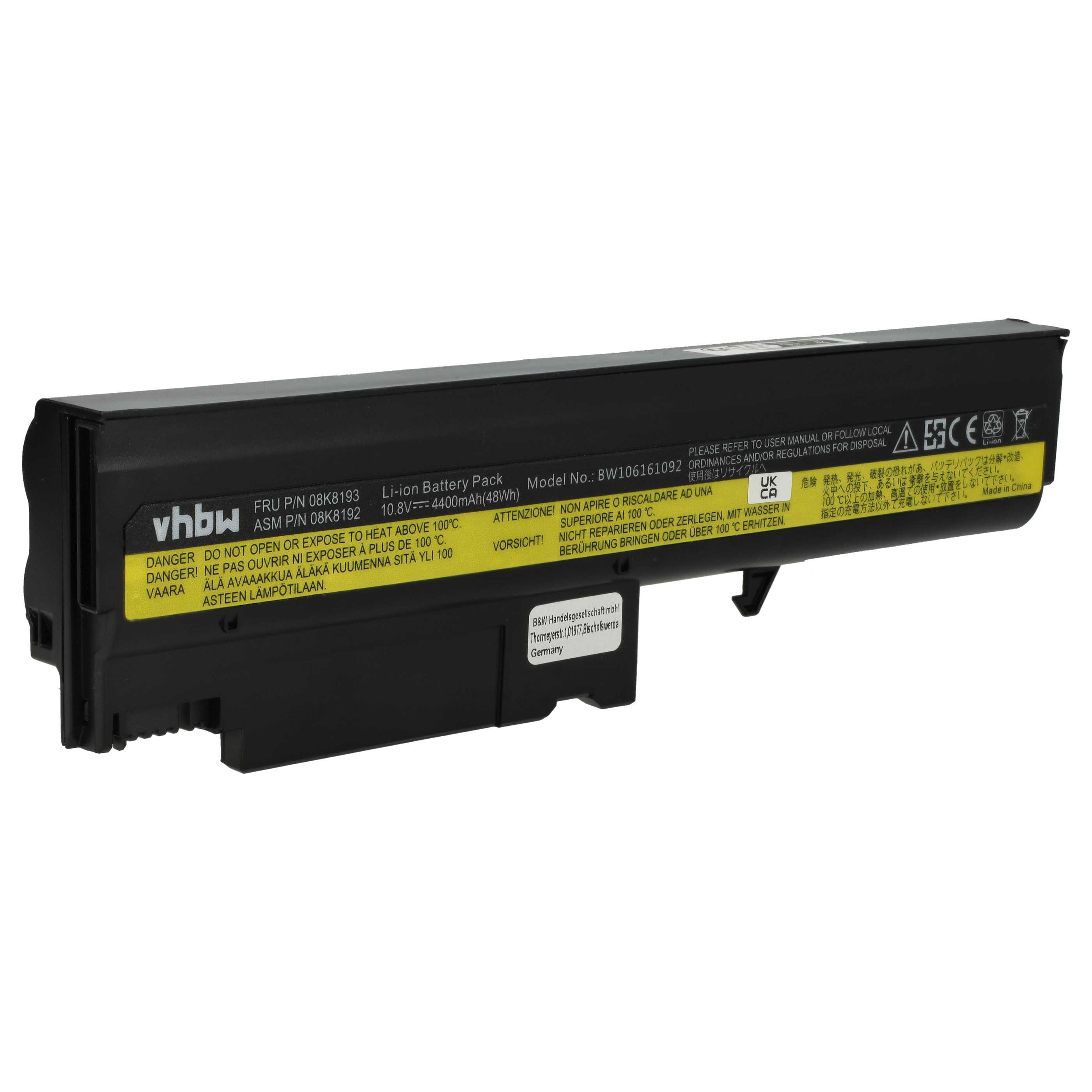 Batteria sostituisce IBM 08K8196, 08K8195, 08K8194, 08K8197 per notebook IBM - 4400mAh 10,8V Li-Ion nero