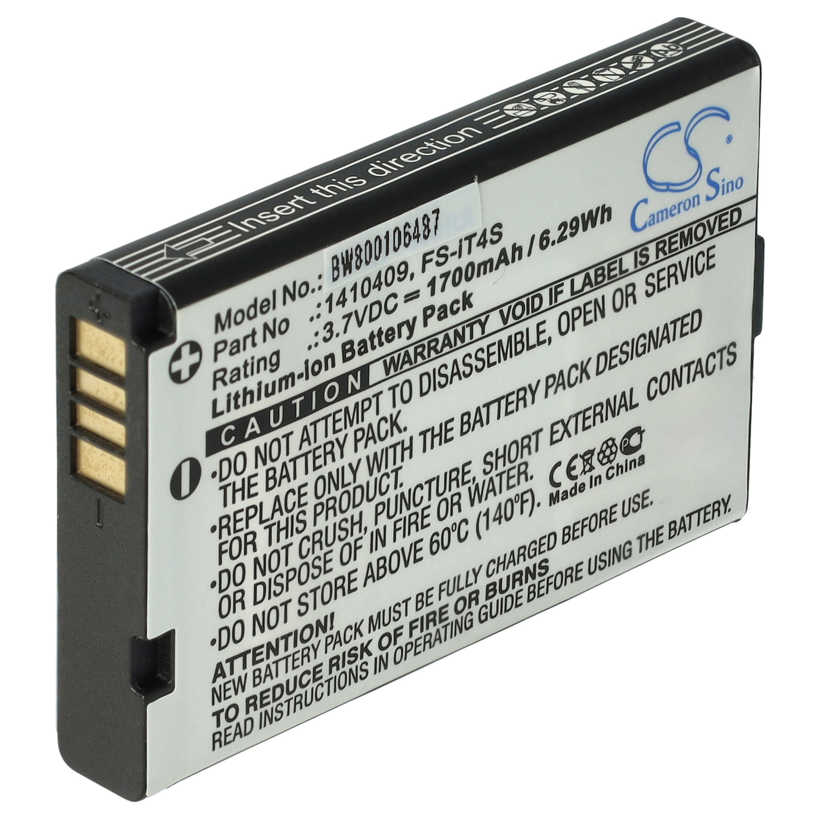 Batería reemplaza Reely 1410409, FS-iT4S para consola Reely - 1700 mAh 3,7 V Li-Ion