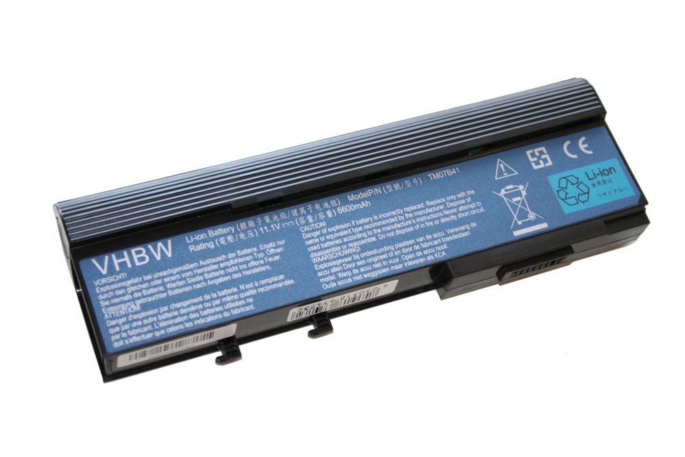 Batterie remplace Acer BT.00603.012, 934T2210F pour ordinateur portable - 6600mAh 11,1V Li-ion, noir