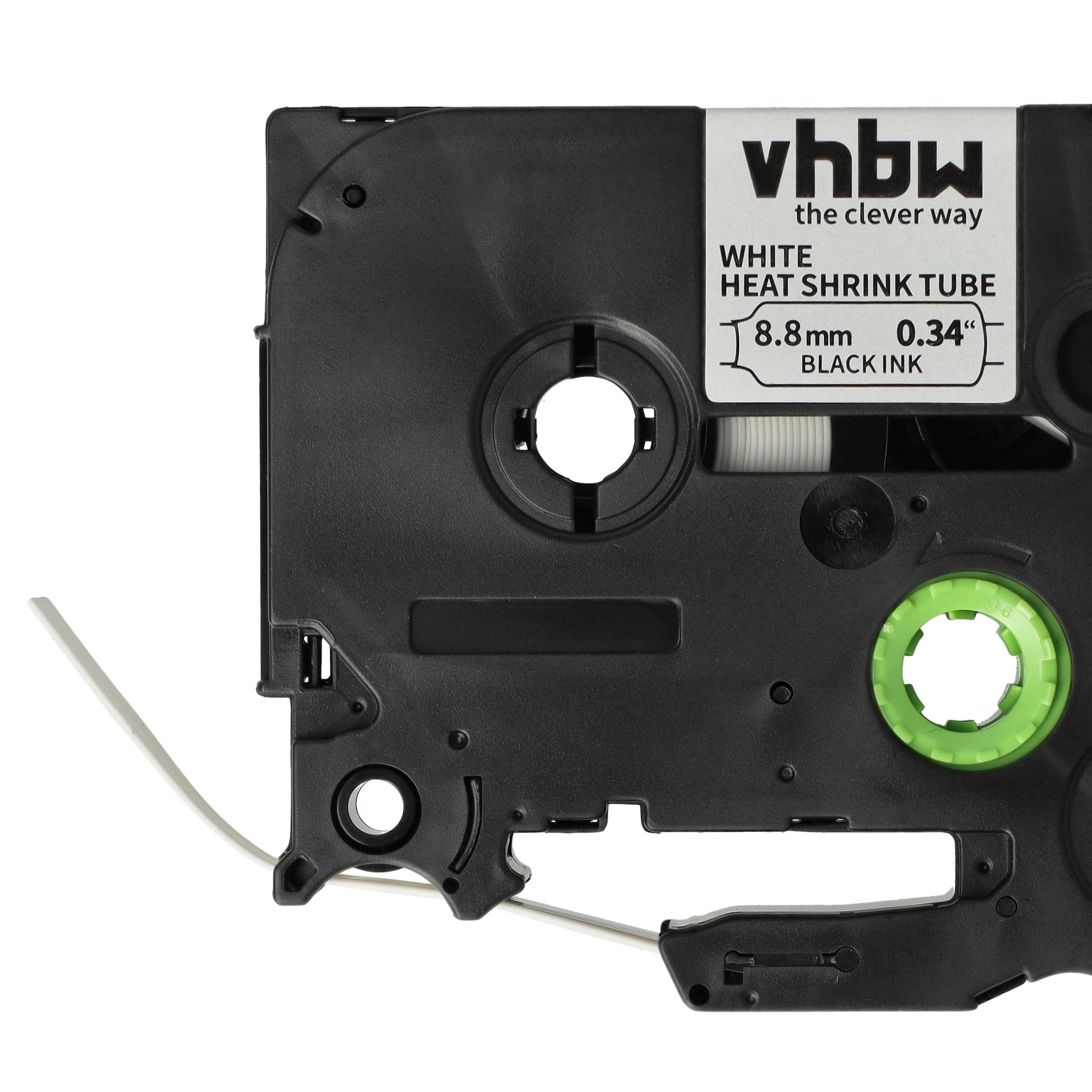 5x Label Tape replaces Brother HSE-221 - Black to White, Heat Shrink Tape, 8.8 mm