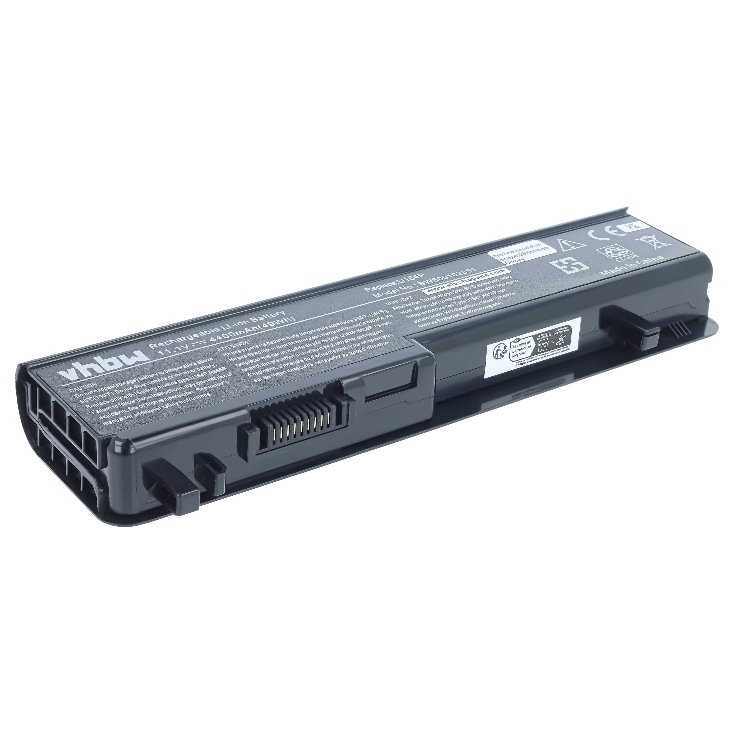 Notebook Battery replaces Dell 312-0196, 312-0186, N856P, U150P, M905P, N855P - 4400 mAh 11.1 V Li-Ion, black