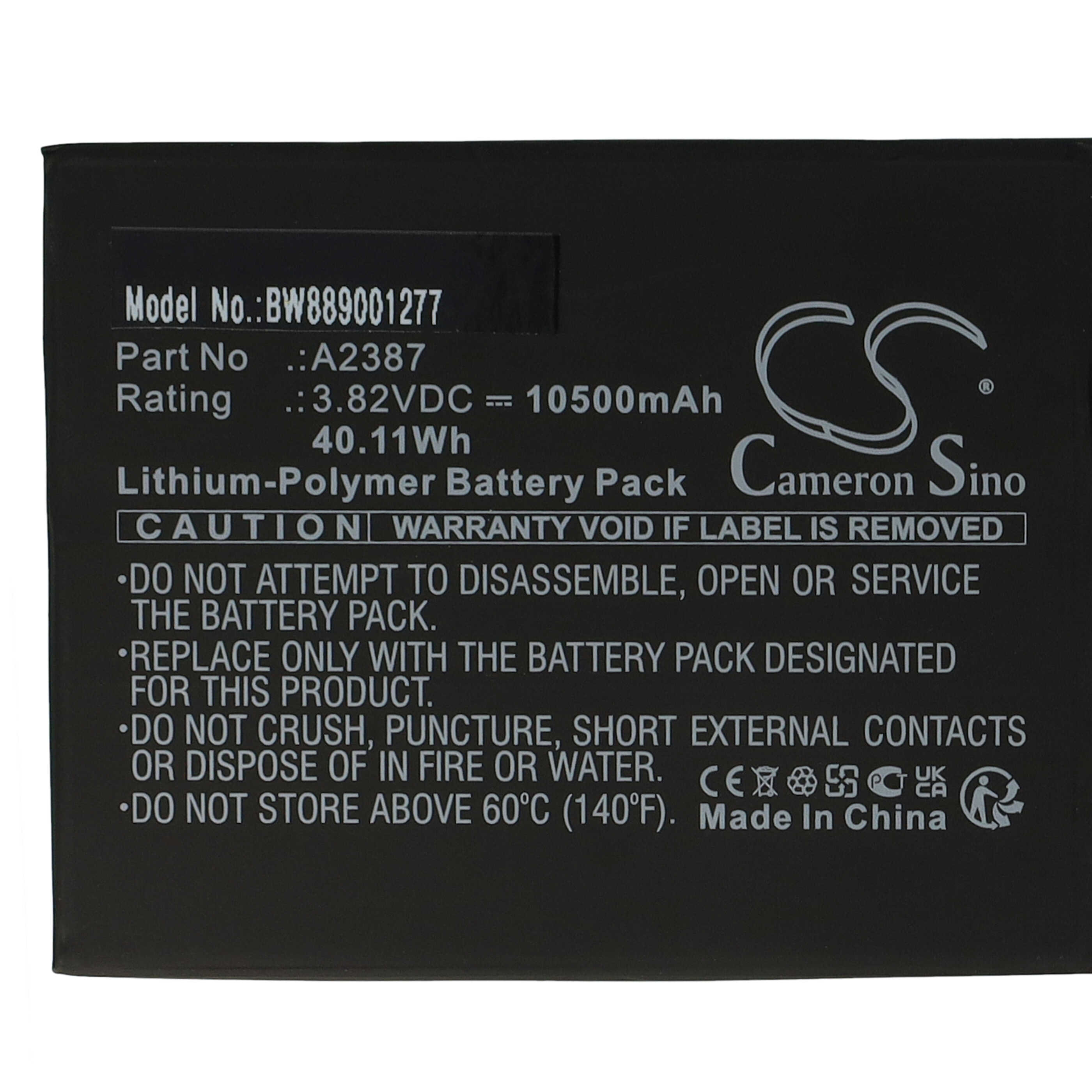 Batterie remplace Apple A2387 pour tablette - 10500mAh 3,82V Li-polymère