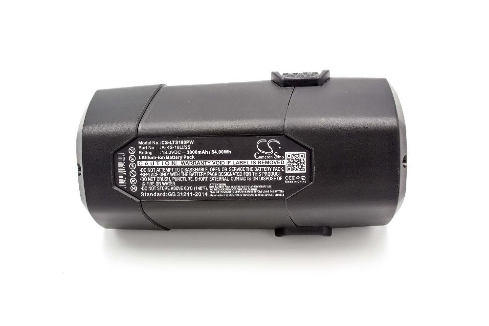 Batería reemplaza Lux A-KS-18Li/25 para herramienta - 3000 mAh, 18 V, Li-Ion