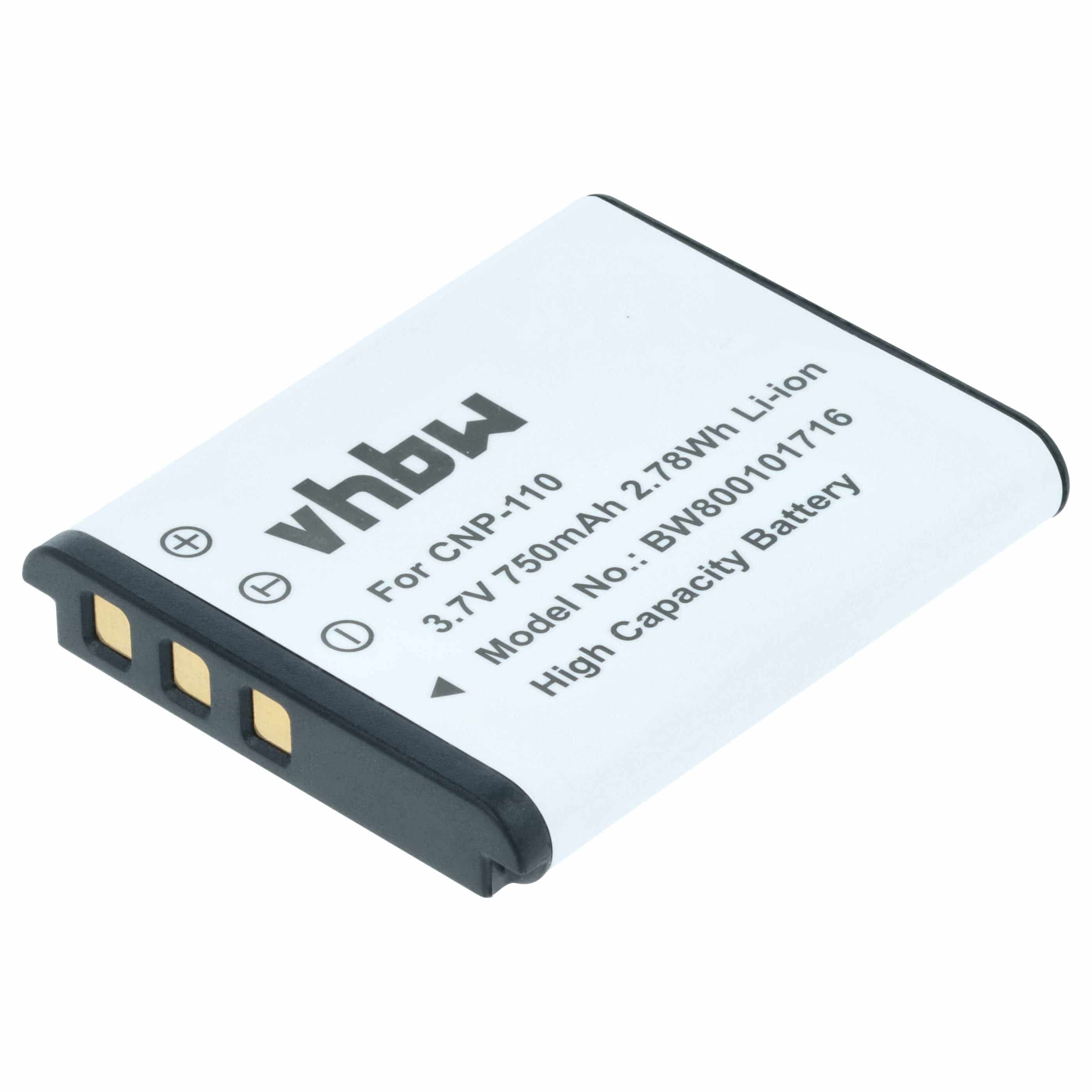 3x Battery replaces Casio NP-160, NP-110DBA, NP-110, NP-110L - 750mAh, 3.6V, Li-Ion