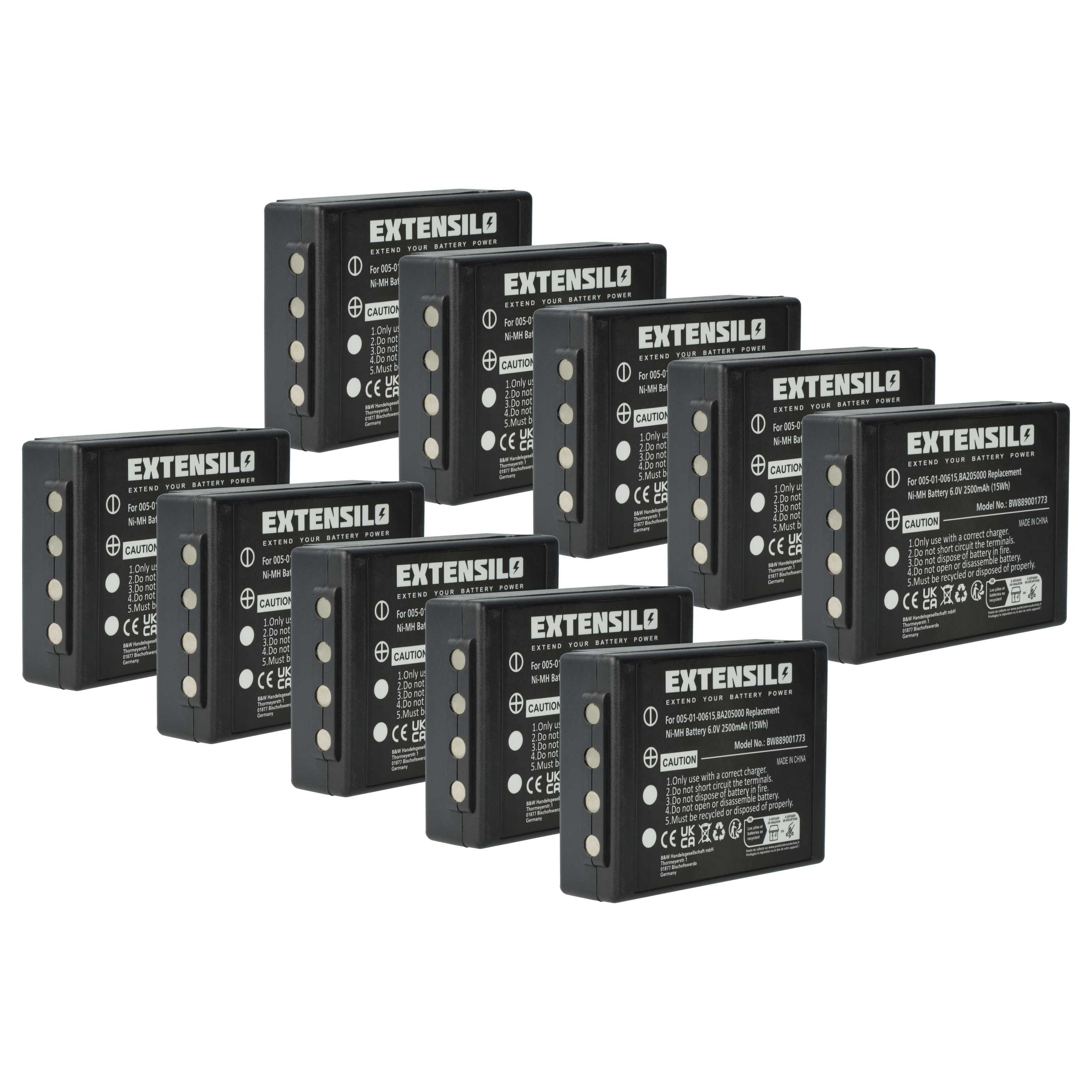 Akku (10 Stück) als Ersatz für HBC 005-01-00615, BA205000, BA206000, BA205030 Steuerung - 2500mAh 6V NiMH