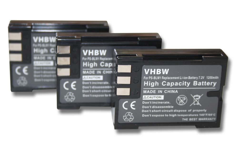 Batteries (3x pièces) remplace Olympus PS-BLM1 pour appareil photo - 1200mAh 7,2V Li-ion
