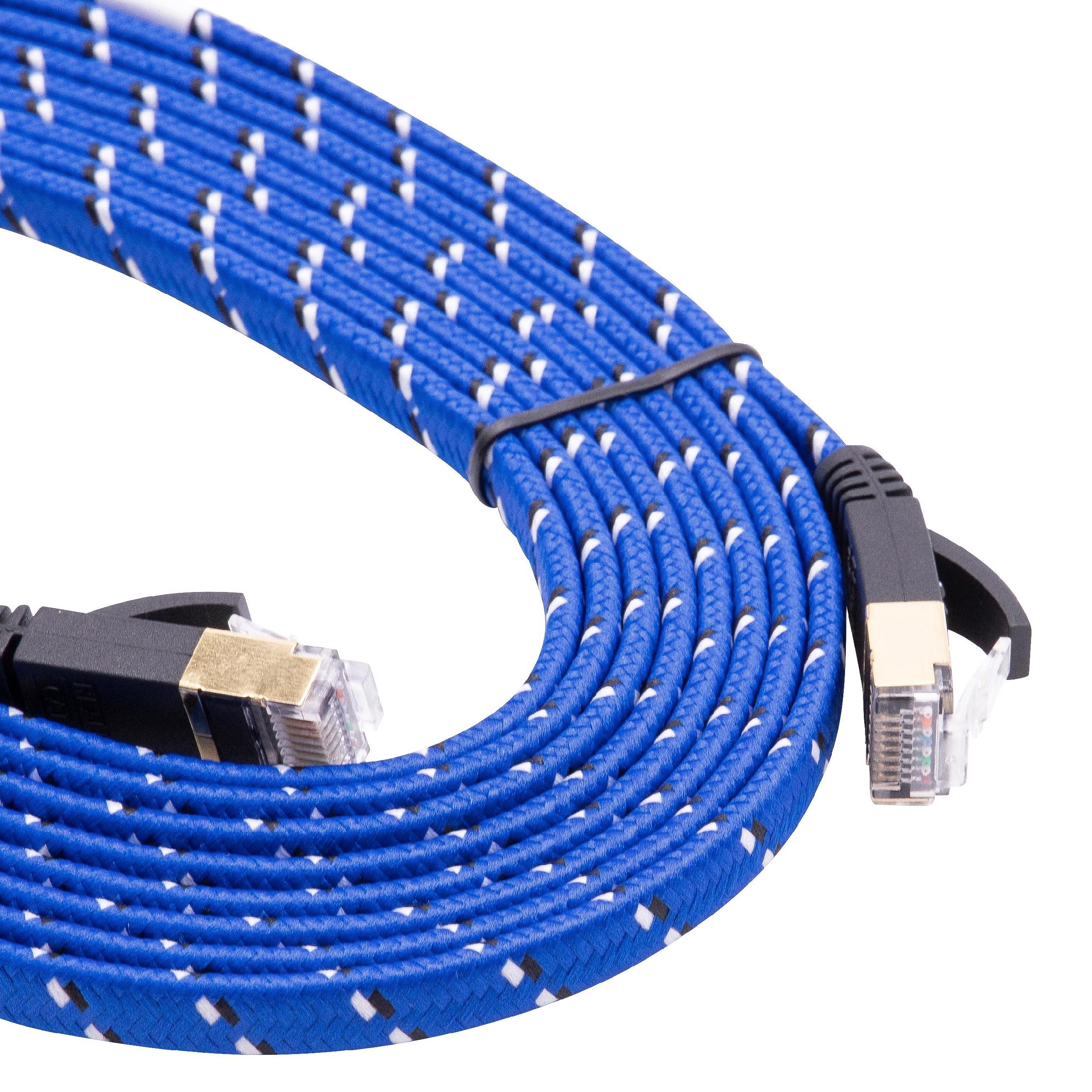 Câble de réseau câble LAN Cat7 3m bleu câble plat