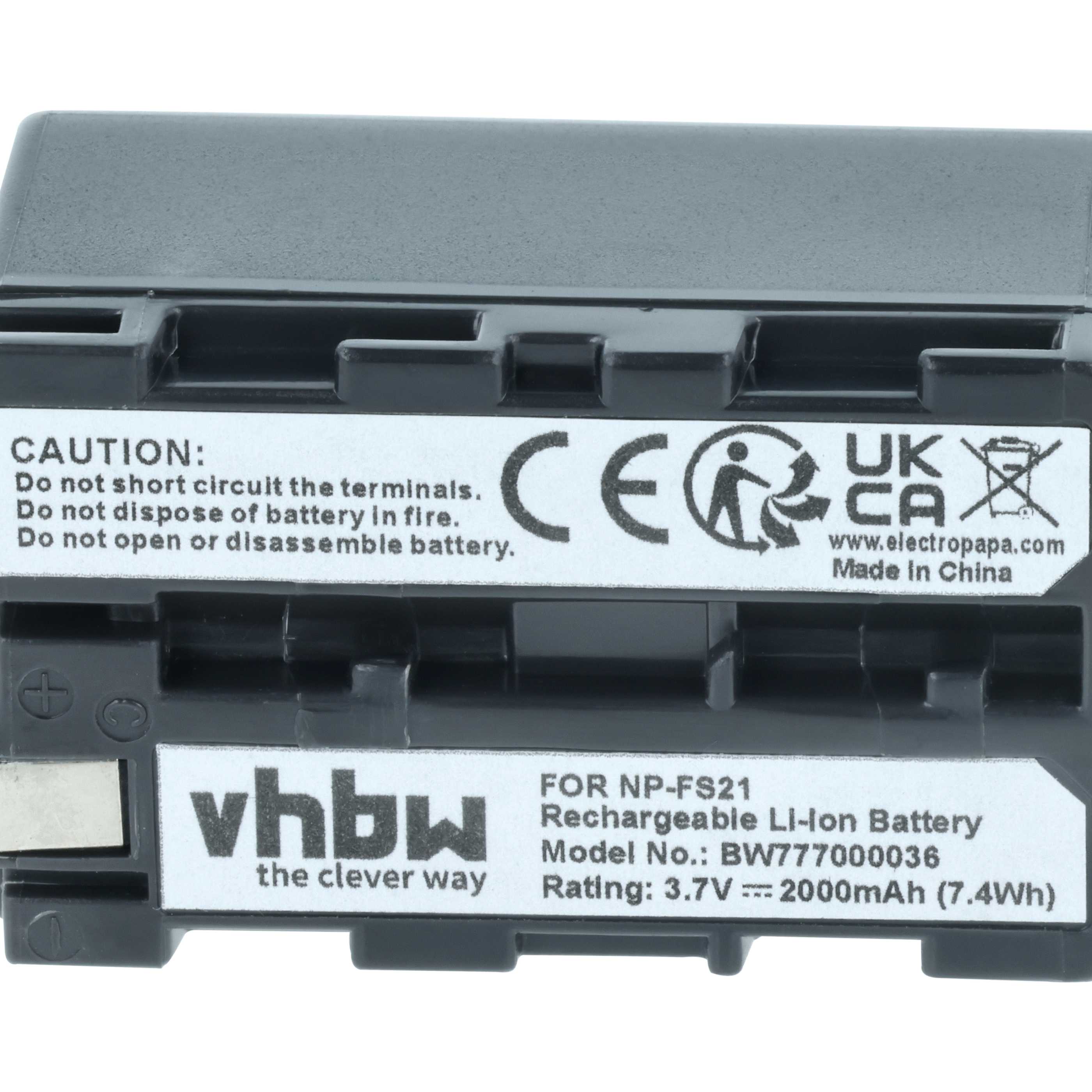 Videocamera 3x Battery replaces Sony NP-FM11, NP-FS10, NP-F11, NP-FM10, NP-F10 - 2000 mAh 3.6 V Li-Ion
