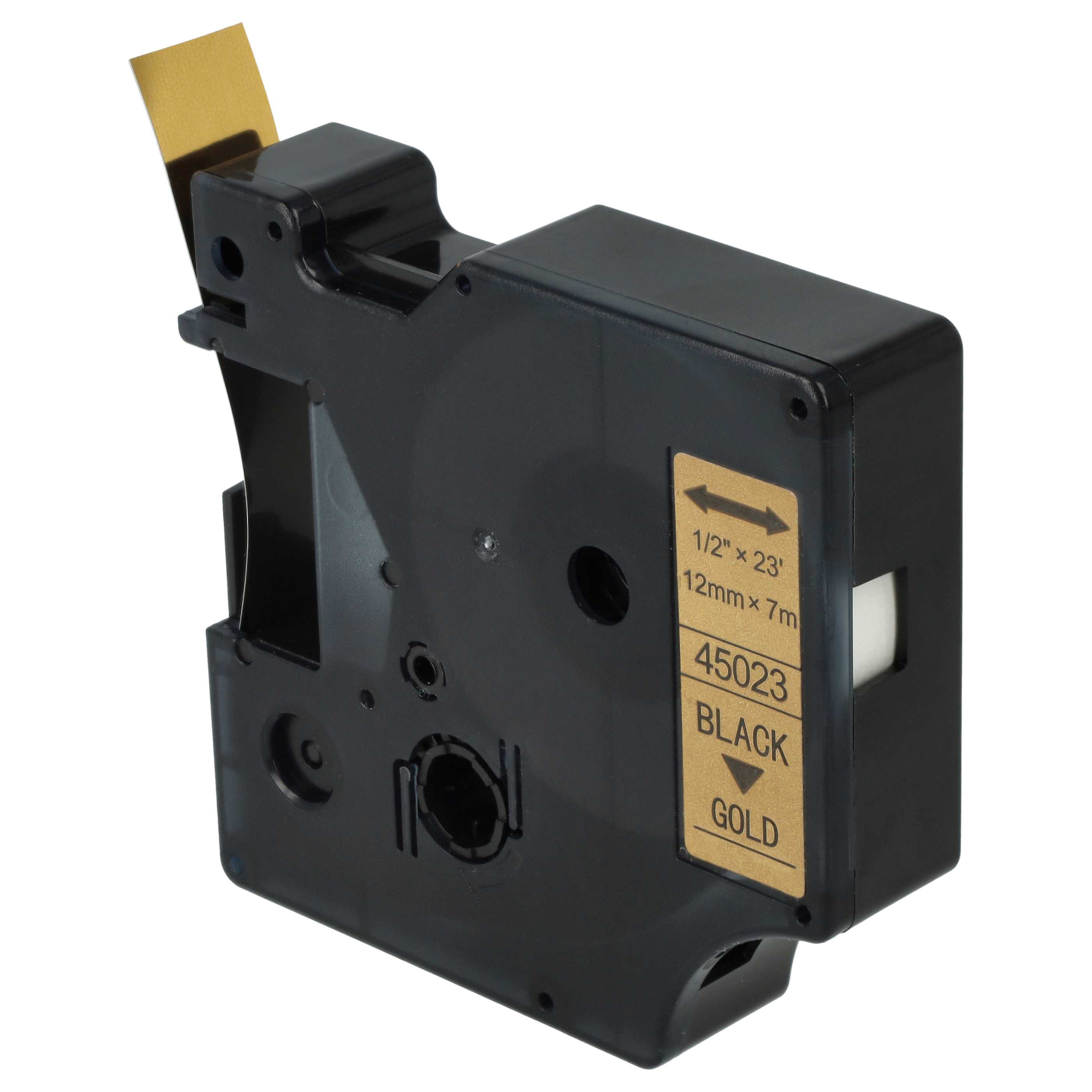 Label Tape replaces Dymo 45023, D1 - 12 mm Black to Gold