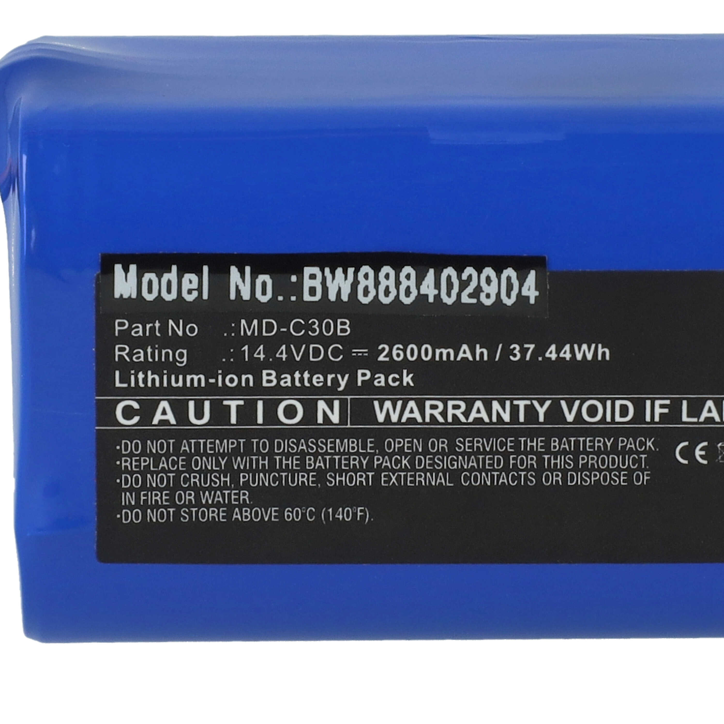 Batterie remplace Blaupunkt 6.60.40.02-0, D071-INR-CH-4S1P pour robot aspirateur - 2600mAh 14,4V Li-ion