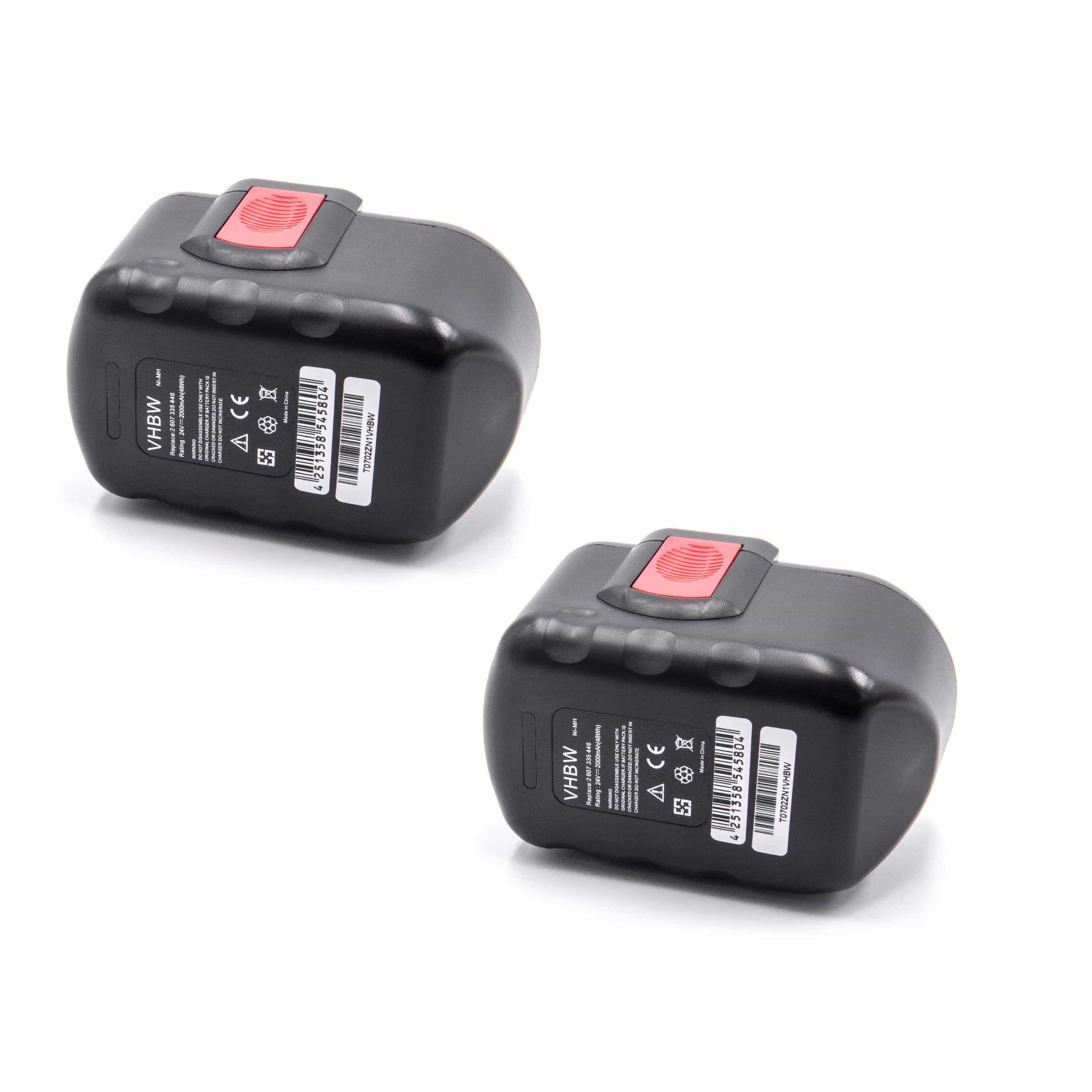 2x Battery replaces Bosch 2607335279, 2607335268, 2607335280 Electric Power Tool - 2000 mAh, 24 V, NiMH