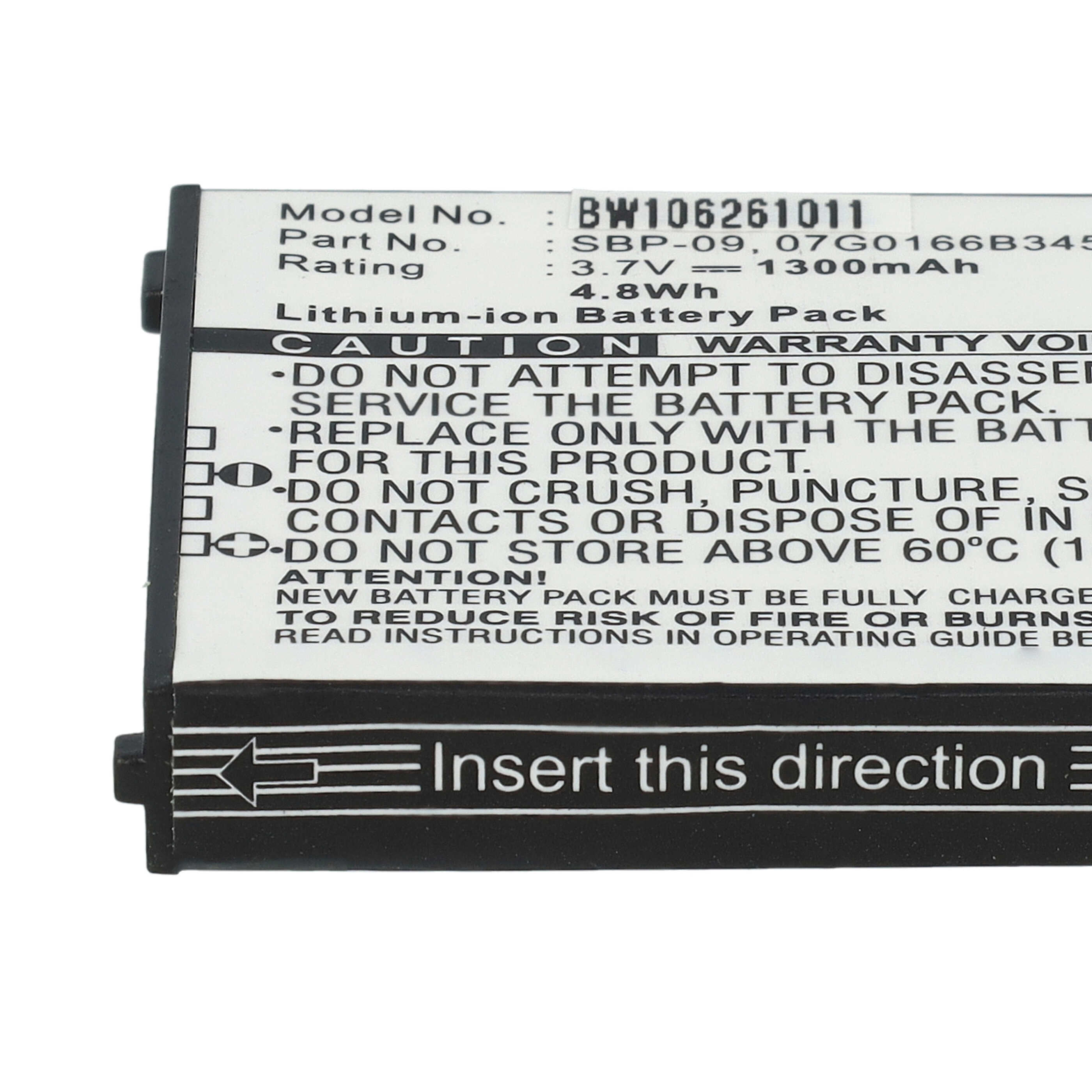 Batería reemplaza Asus 07G0166B3450, SBP-09 para móvil, teléfono Asus - 1300 mAh 3,7 V Li-Ion