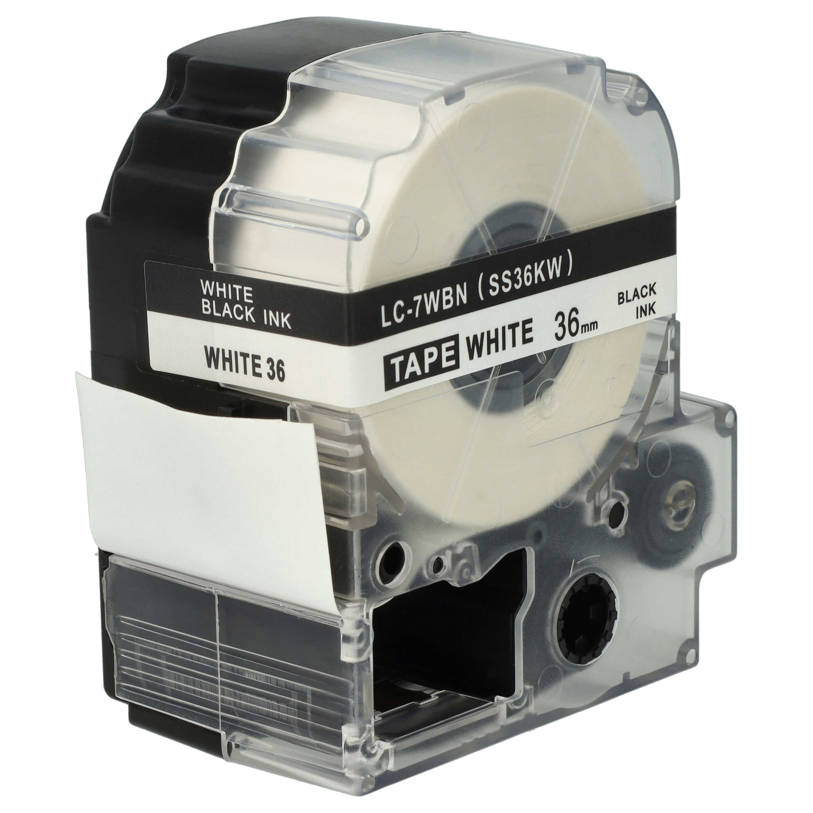 50x Label Tape replaces Epson LC-7WBN - 36 mm Black to White