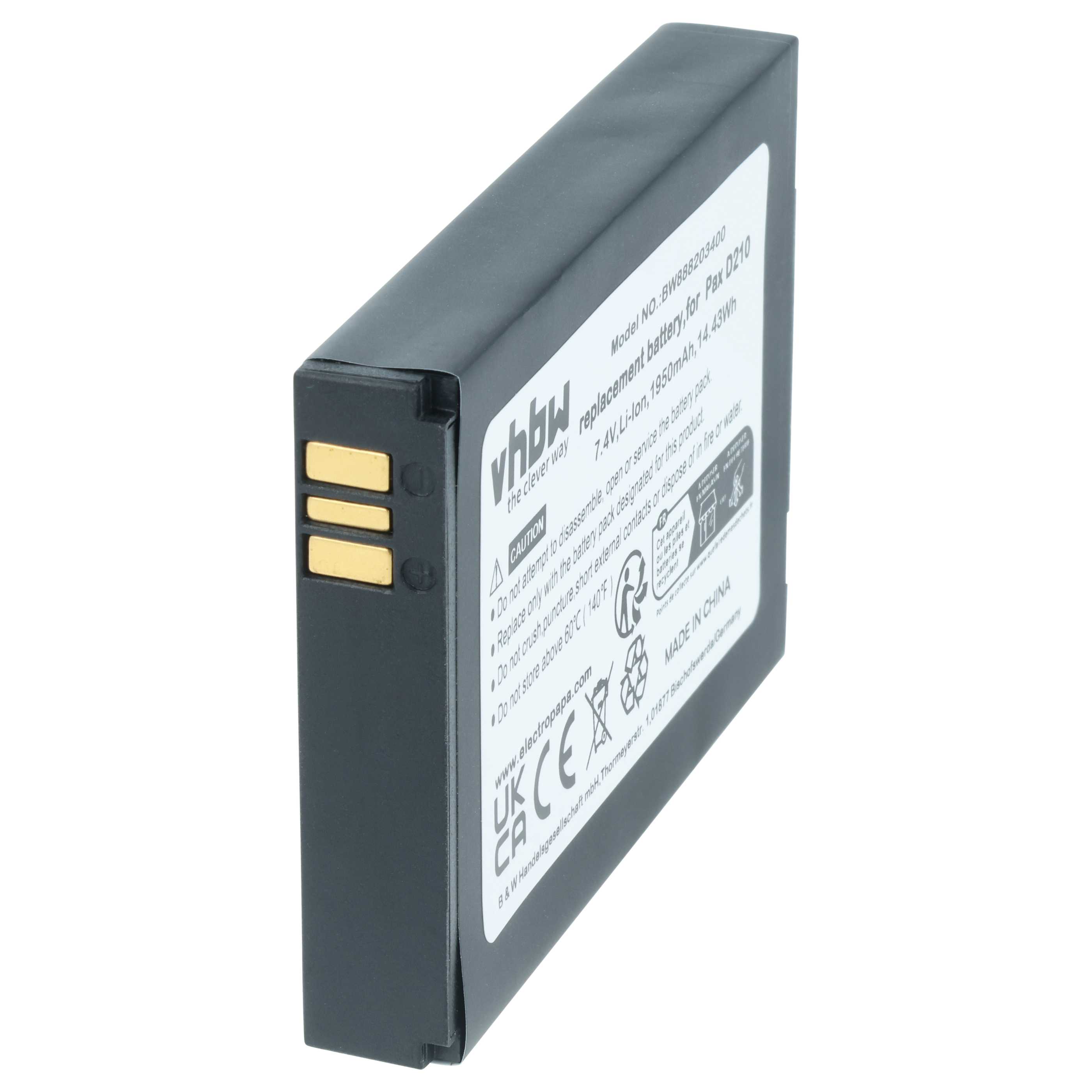 5x Batteries remplace Pax IS524, IS133 pour scanner de code-barre Pax - 1750mAh 7,4V
