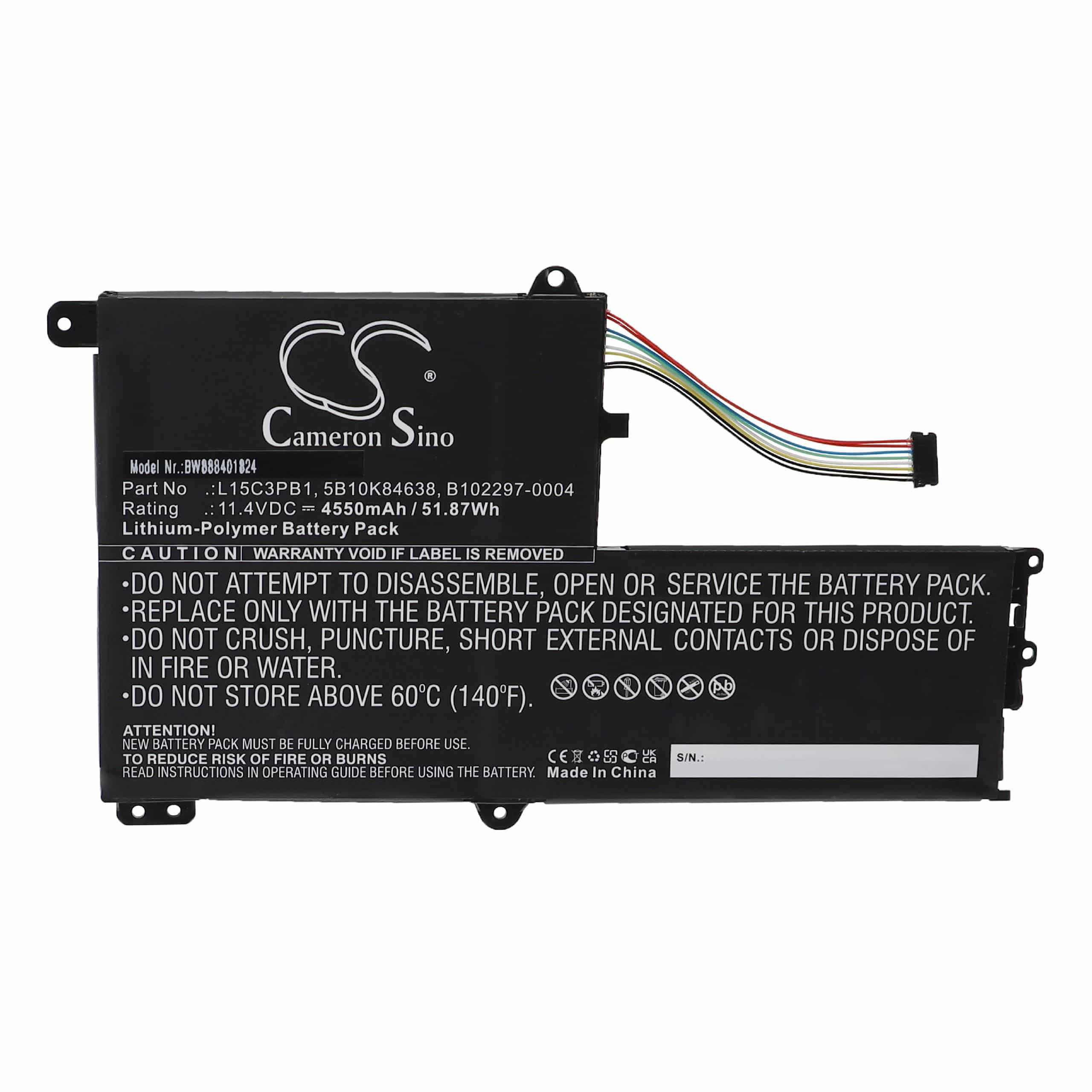 Akumulator do laptopa zamiennik Lenovo L15C3PB1, B102297-0004, 5B10K84638 - 4550 mAh 11,4 V LiPo, czarny