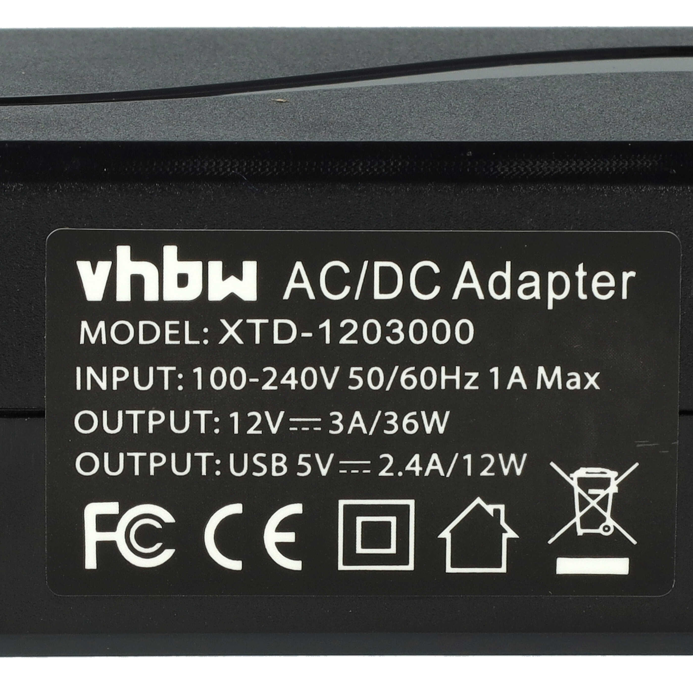 vhbw Adaptador de 220 V con conexión de coche de 12 V, transformador de tensión 3000 mA para cable de carga de