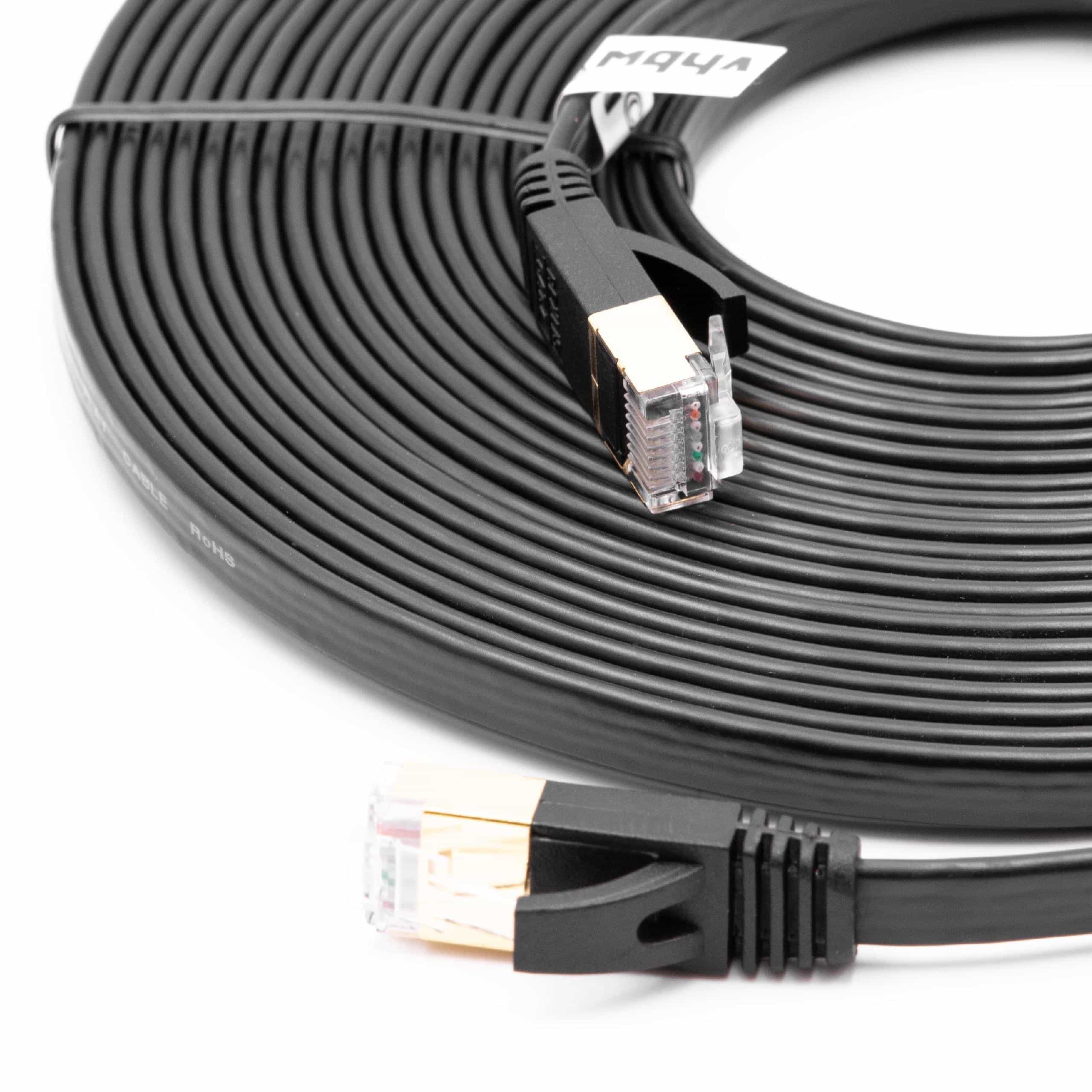 Ethernet LAN Patch Gigabit Network Cable CAT.7 8m black flat design, Internet Modem Cable