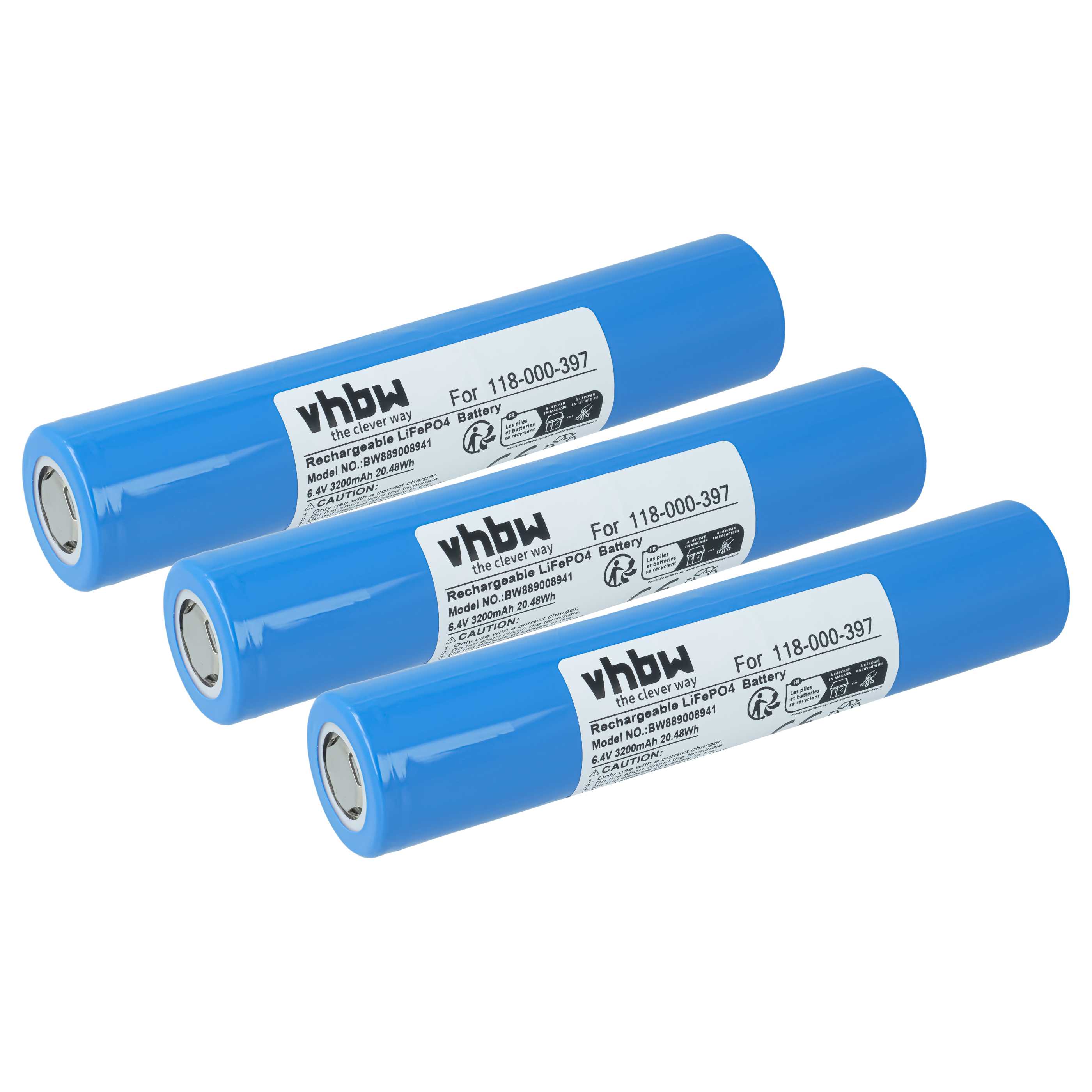 Batterie (3 pcs.) remplace Maglite 118-000-397 lampe de poche Maglite - 3200mAh 6,4V LiFePO4