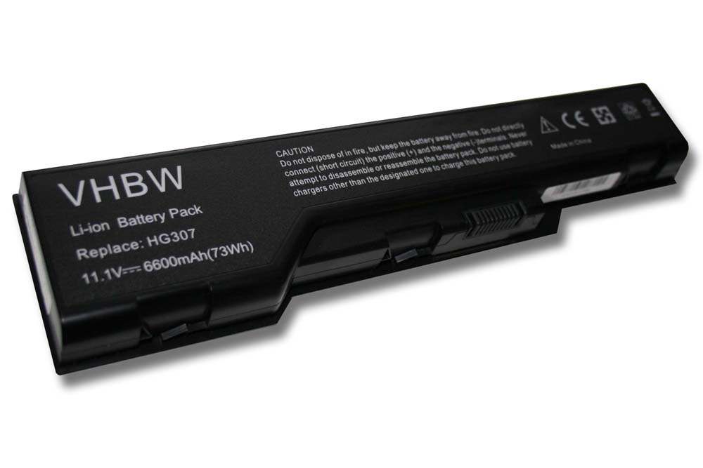 Batterie remplace Dell 312-0680, WG317, HG307 pour ordinateur portable - 6600mAh 11,1V Li-ion, noir