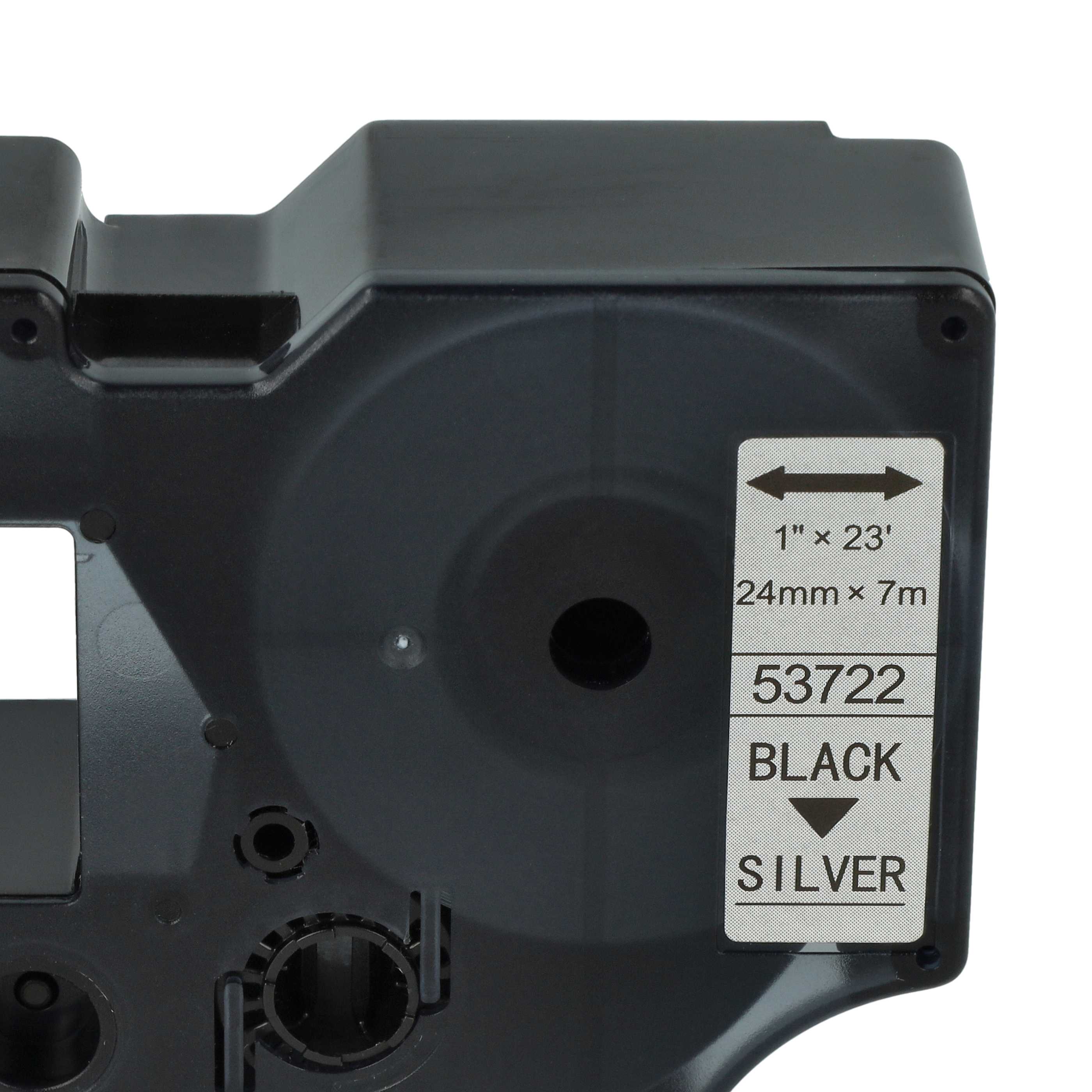 Label Tape replaces Dymo D1, 53722 - 24 mm Black to Silver